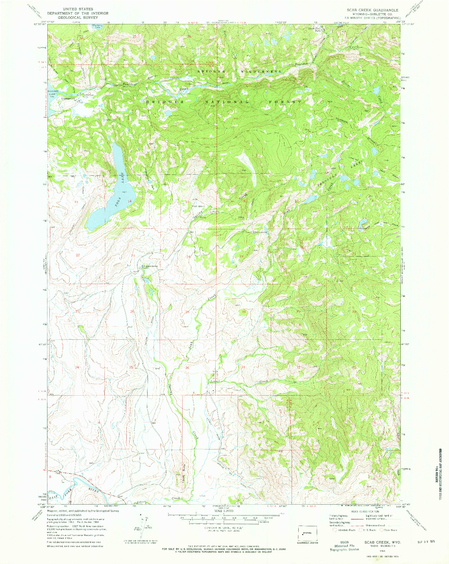 USGS 1:24000-SCALE QUADRANGLE FOR SCAB CREEK, WY 1968