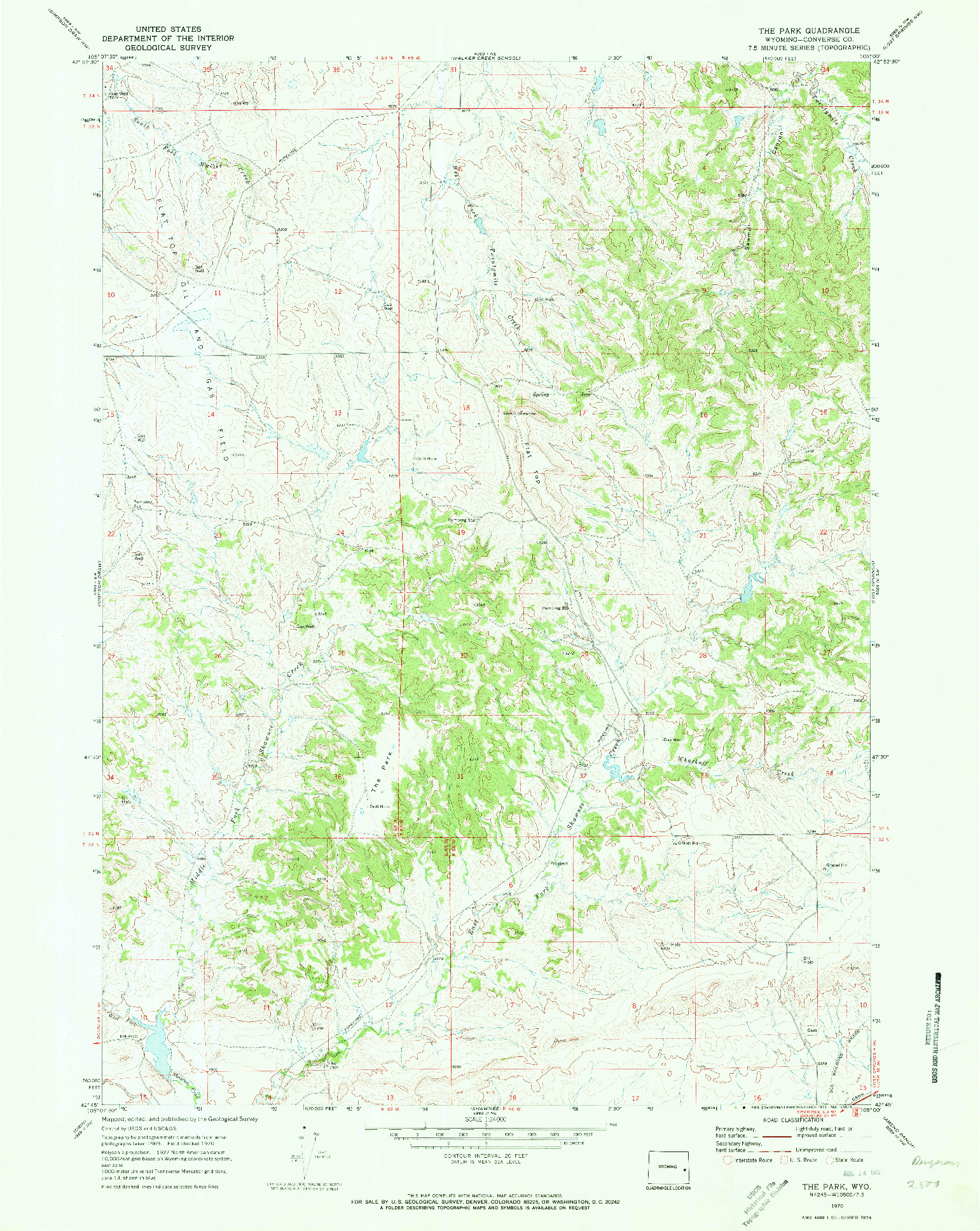 USGS 1:24000-SCALE QUADRANGLE FOR THE PARK, WY 1970