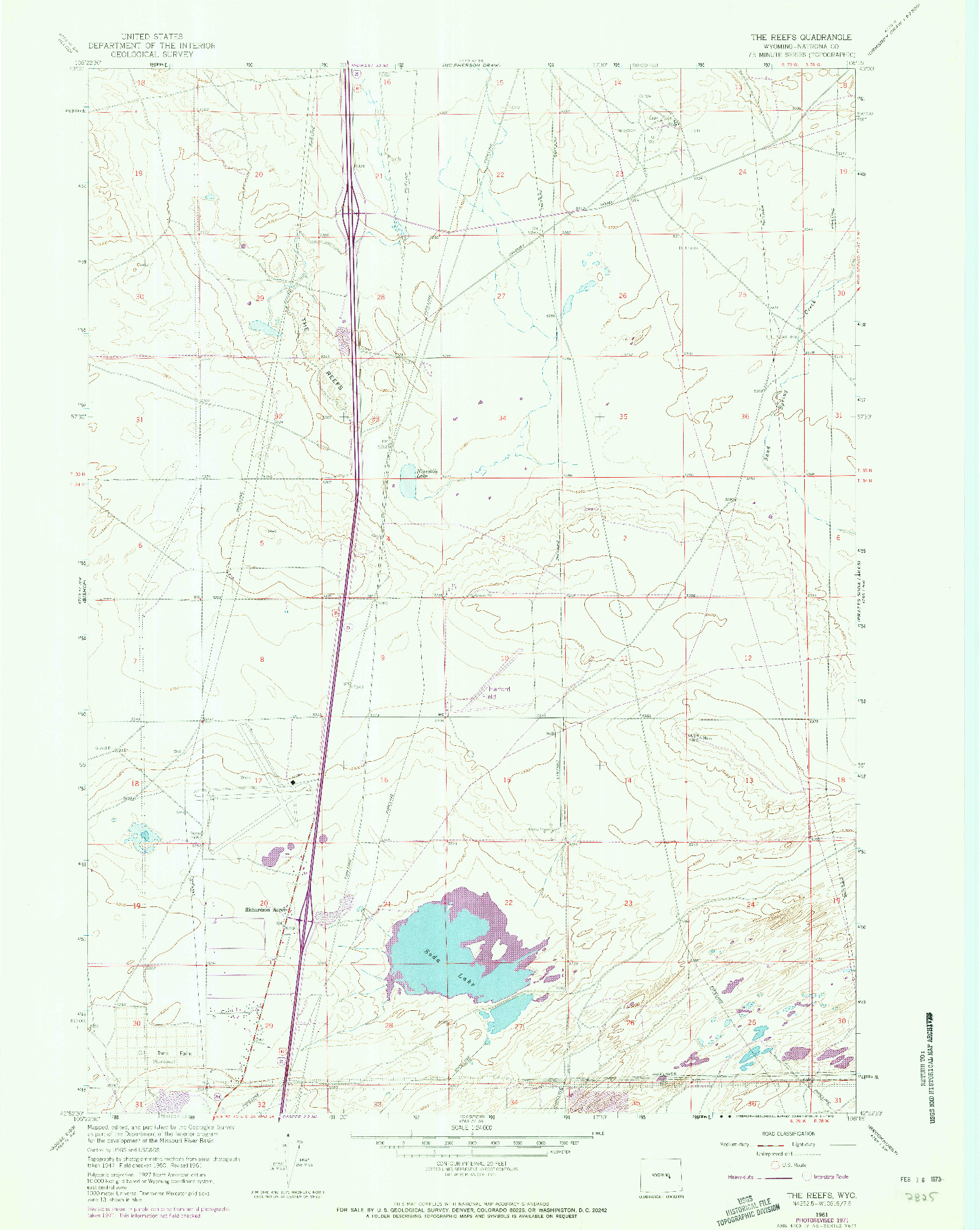 USGS 1:24000-SCALE QUADRANGLE FOR THE REEFS, WY 1961