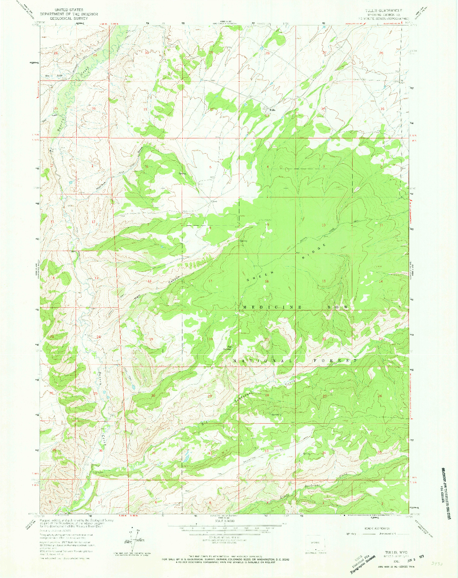 USGS 1:24000-SCALE QUADRANGLE FOR TULLIS, WY 1961