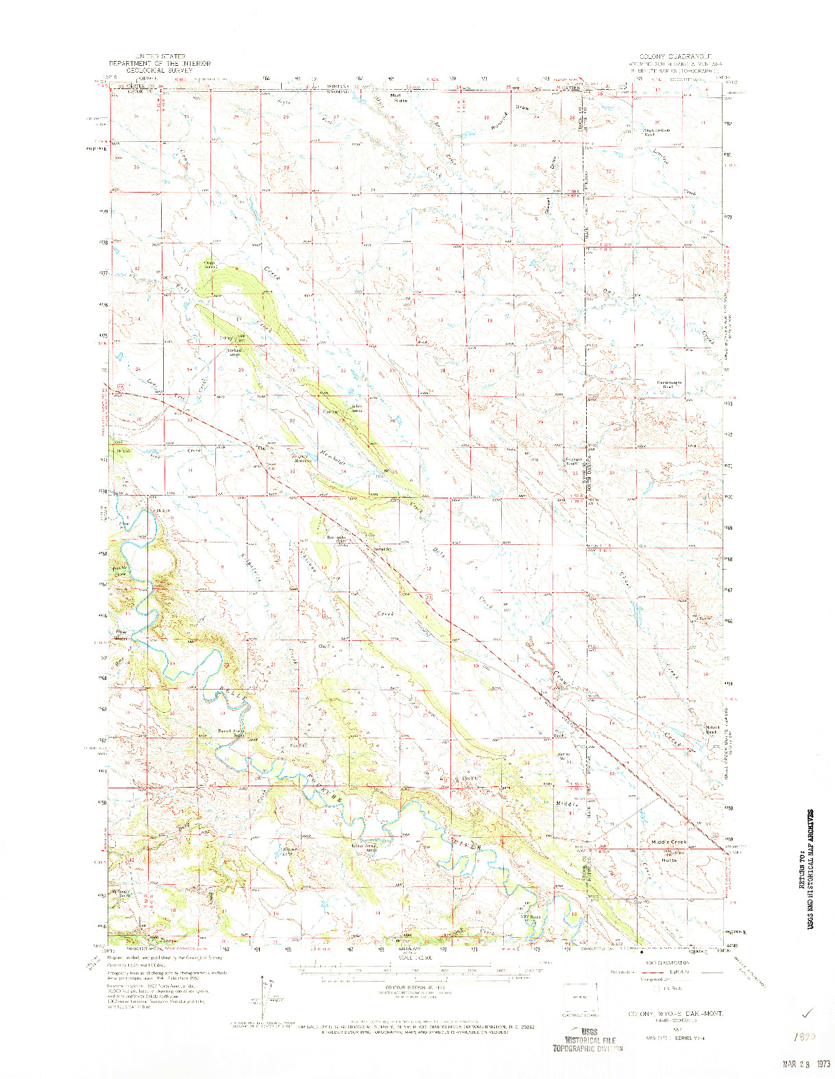 USGS 1:62500-SCALE QUADRANGLE FOR COLONY, WY 1957
