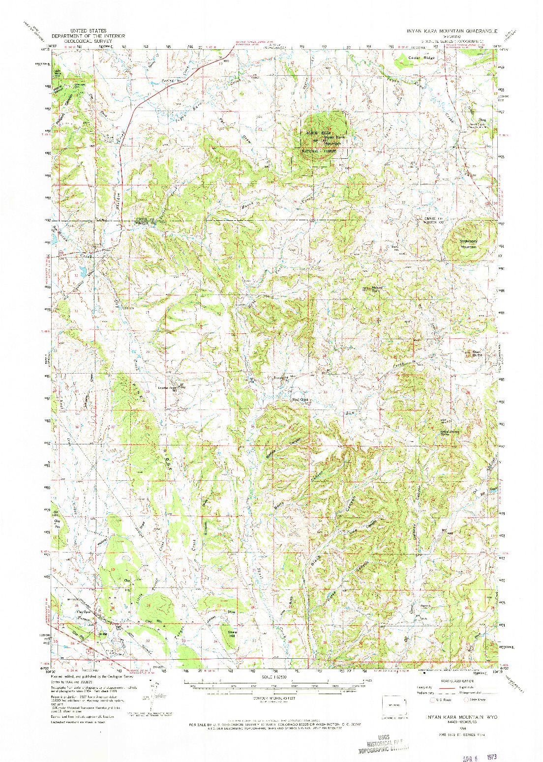 USGS 1:62500-SCALE QUADRANGLE FOR INYAN KARA MOUNTAIN, WY 1958