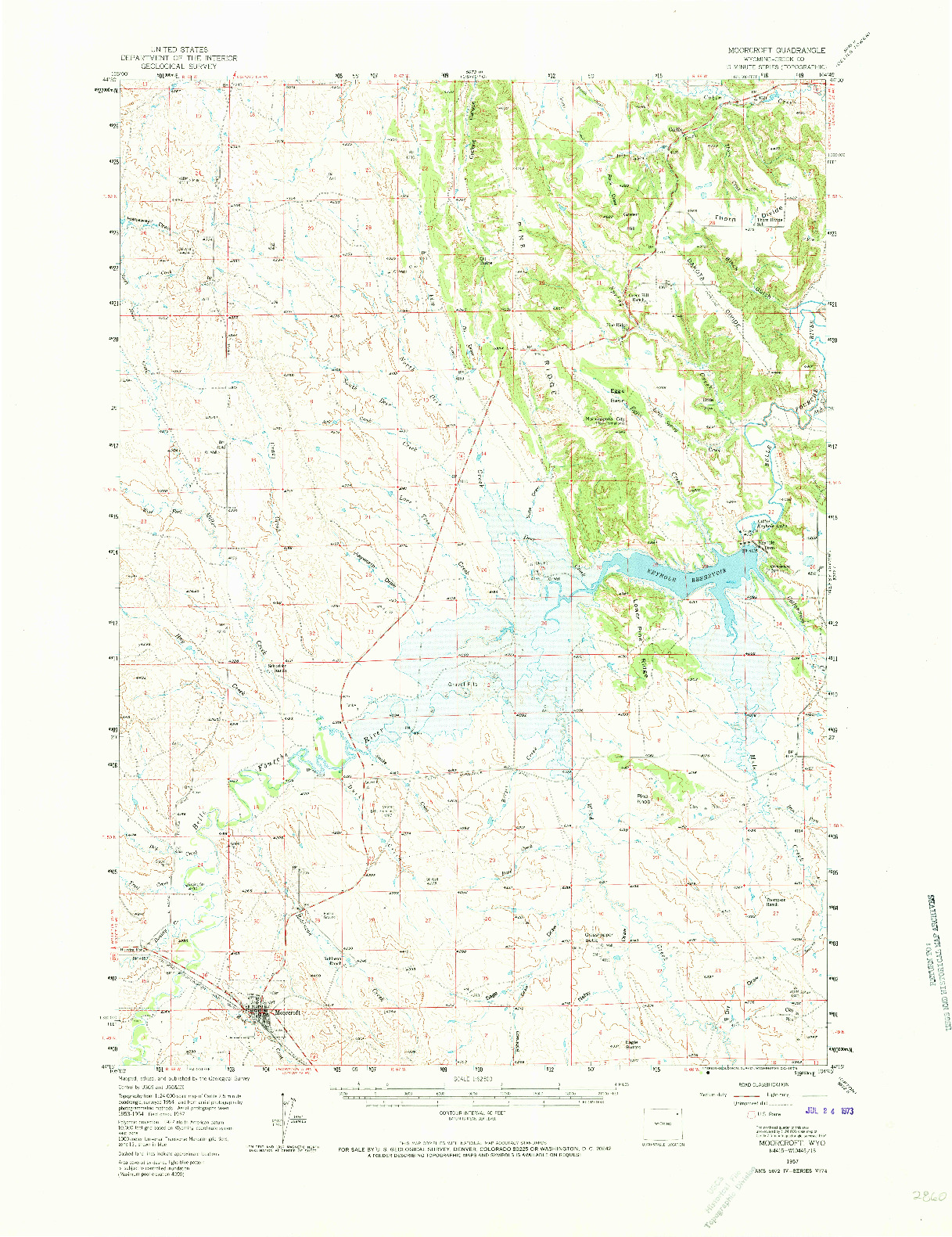 USGS 1:62500-SCALE QUADRANGLE FOR MOORCROFT, WY 1957