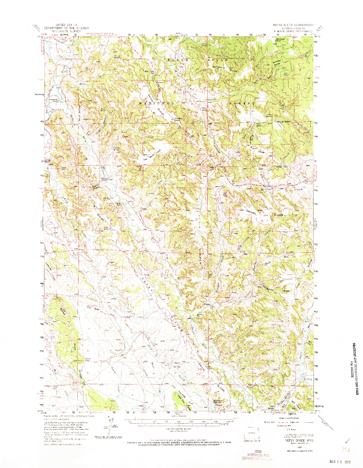 USGS 1:62500-SCALE QUADRANGLE FOR NEFSY DIVIDE, WY 1957