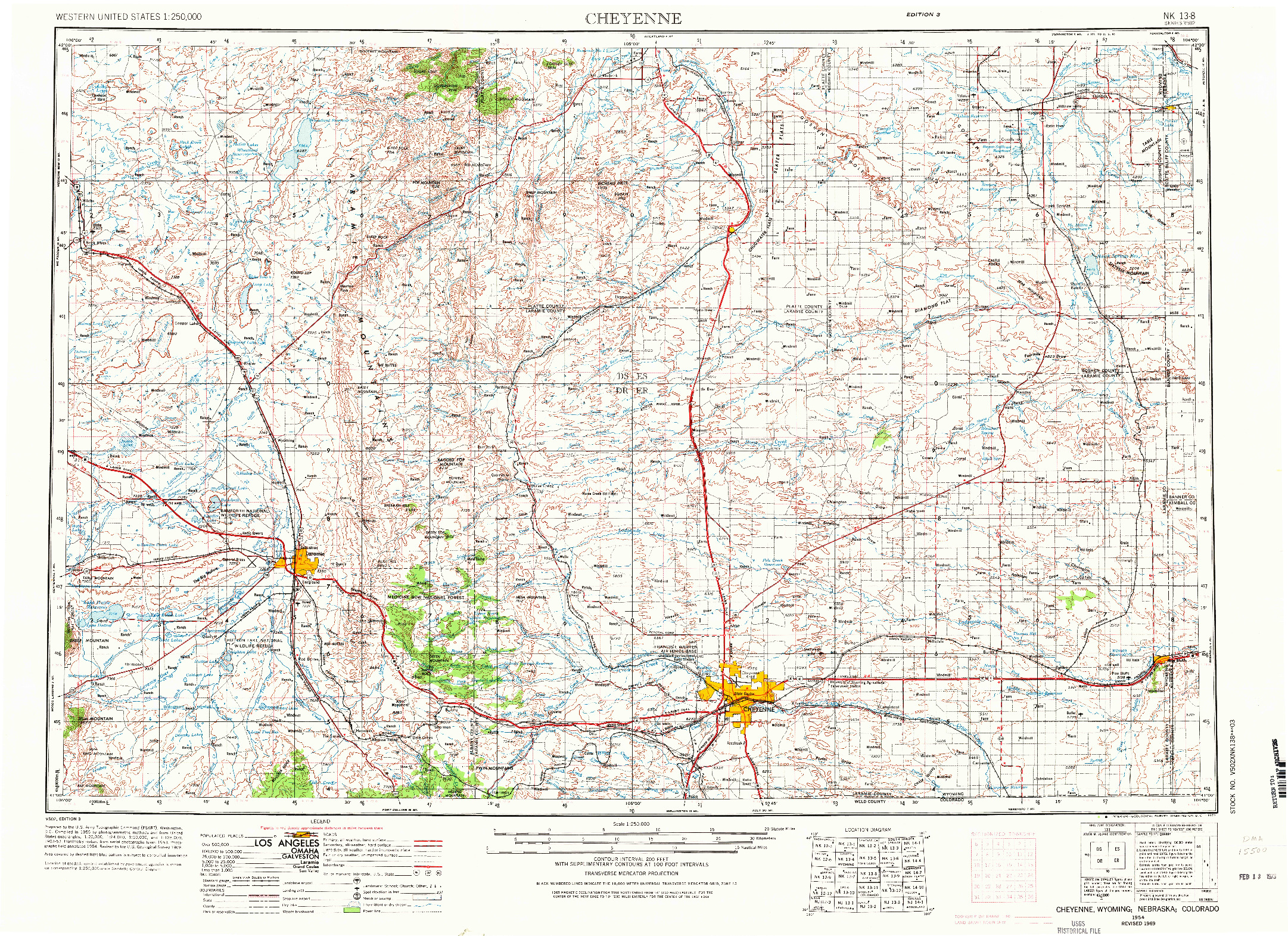 USGS 1:250000-SCALE QUADRANGLE FOR CHEYENNE, WY 1954