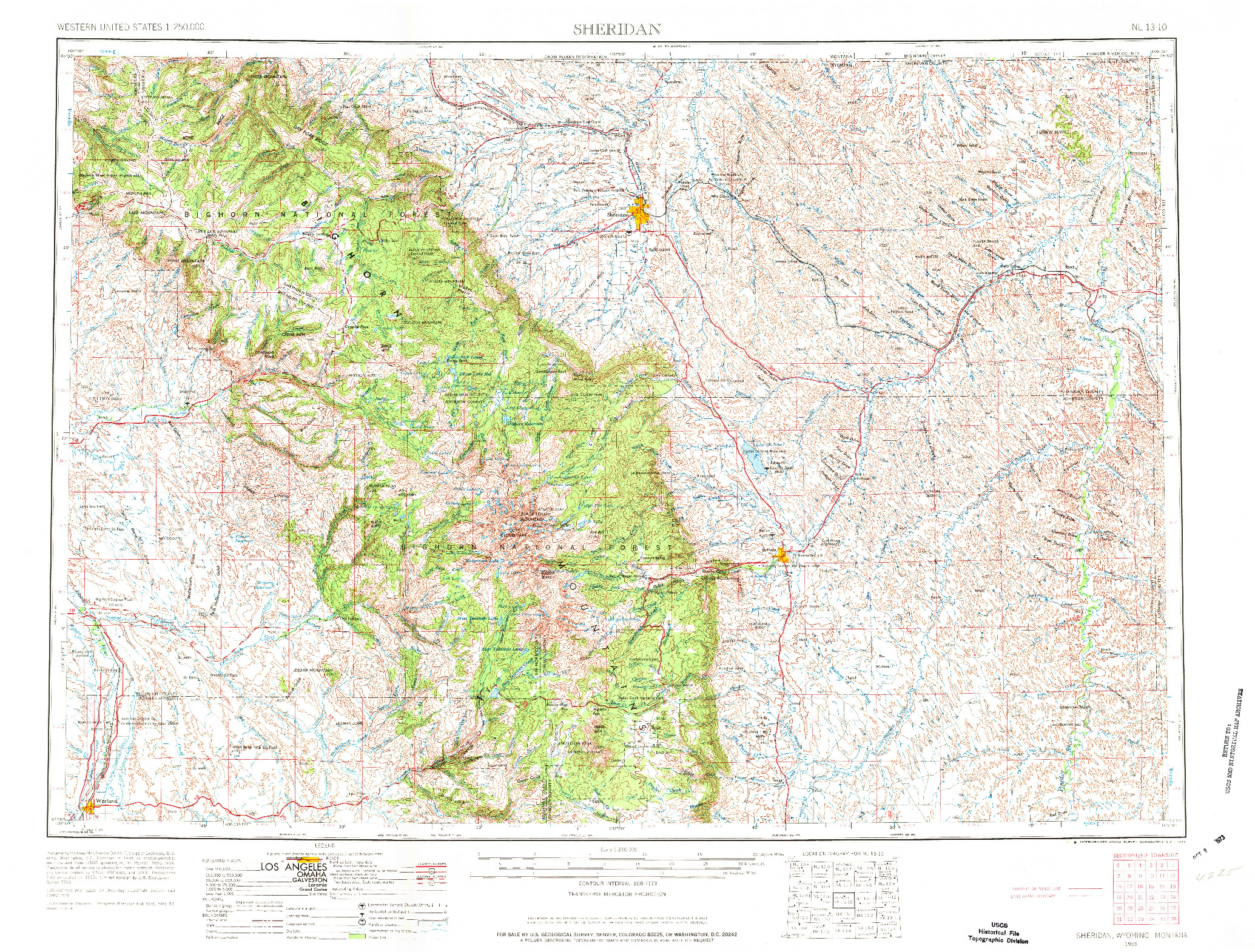 USGS 1:250000-SCALE QUADRANGLE FOR SHERIDAN, WY 1955