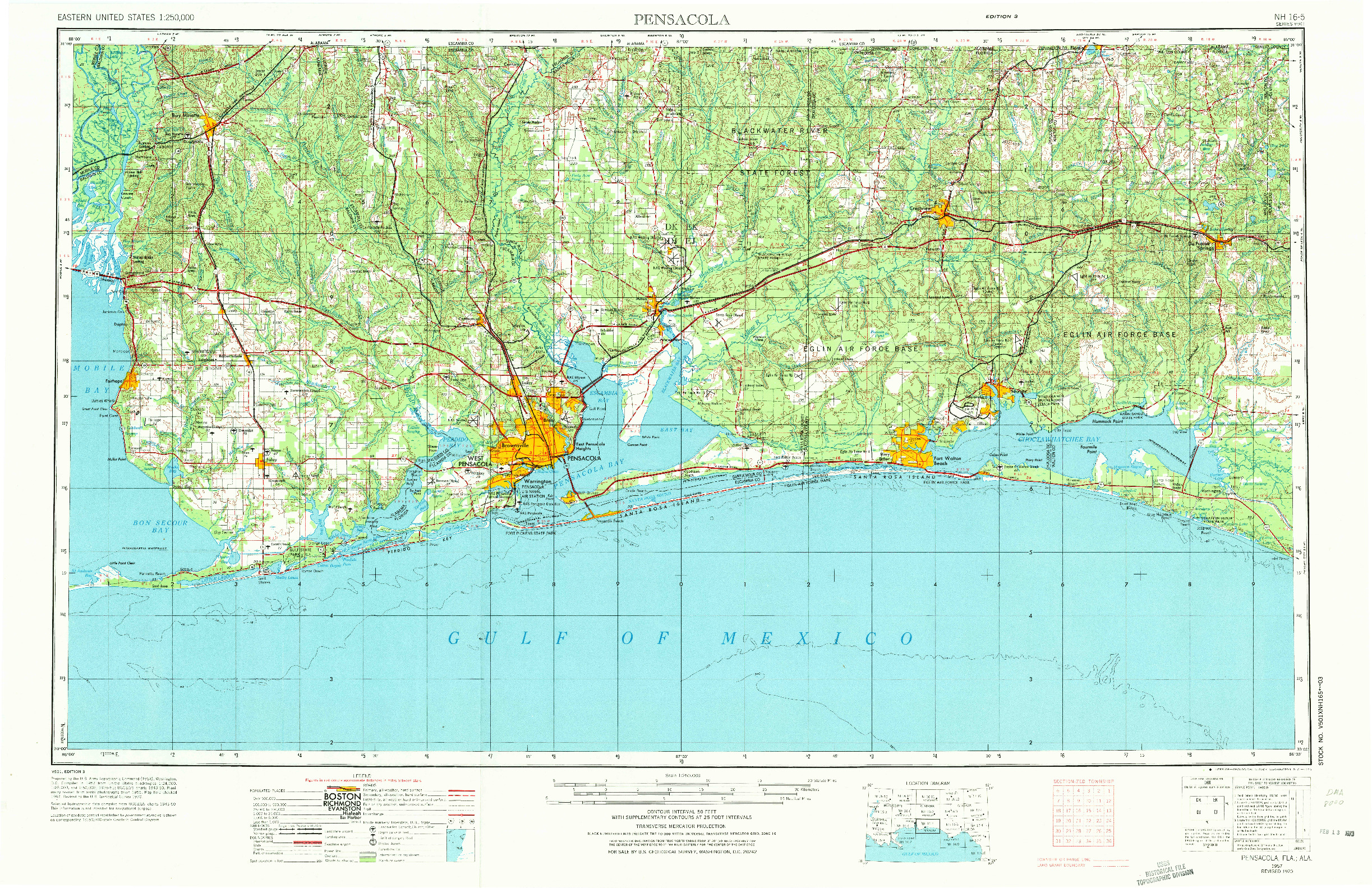 USGS 1:250000-SCALE QUADRANGLE FOR PENSACOLA, FL 1957