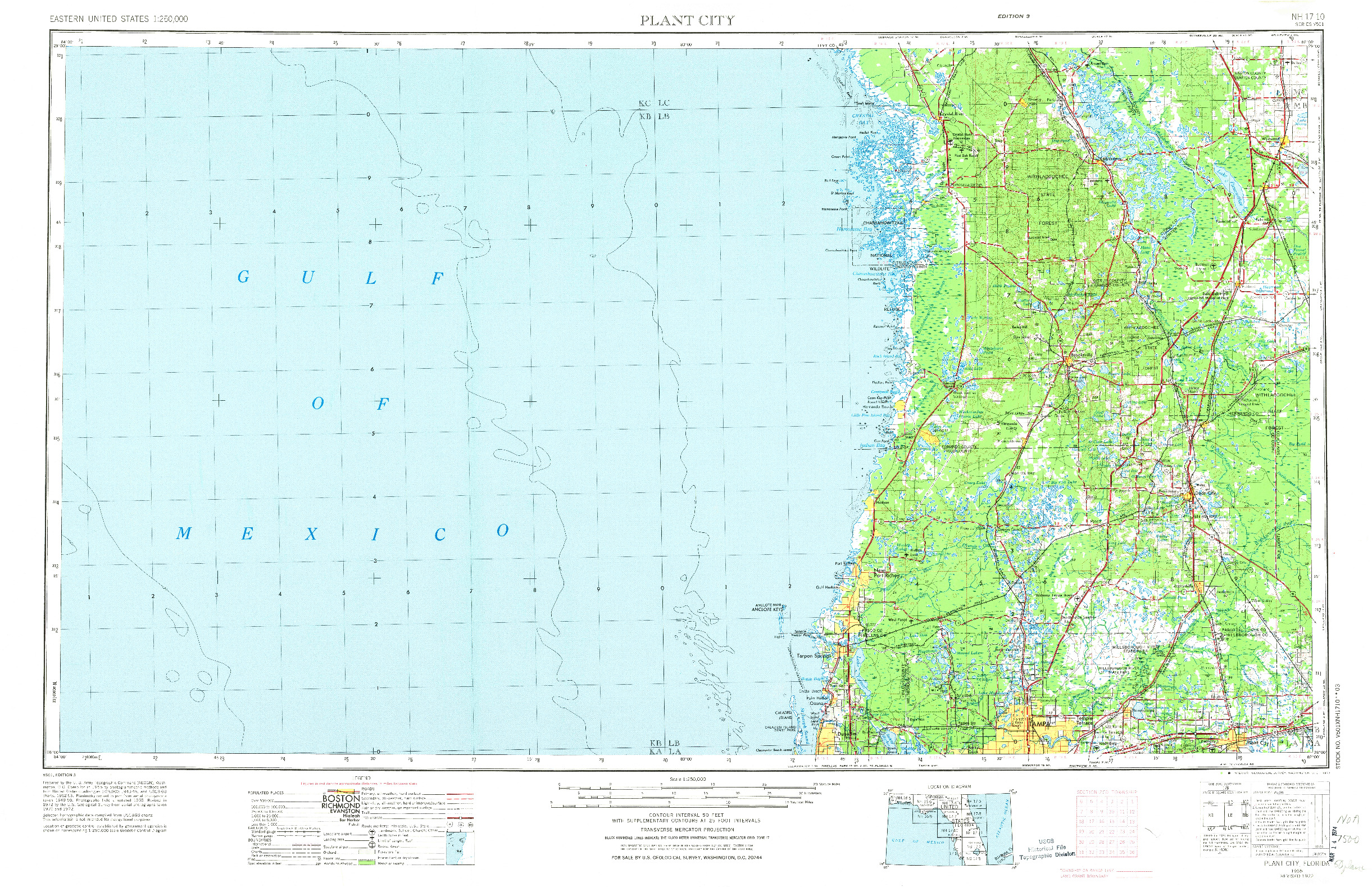 USGS 1:250000-SCALE QUADRANGLE FOR PLANT CITY, FL 1955