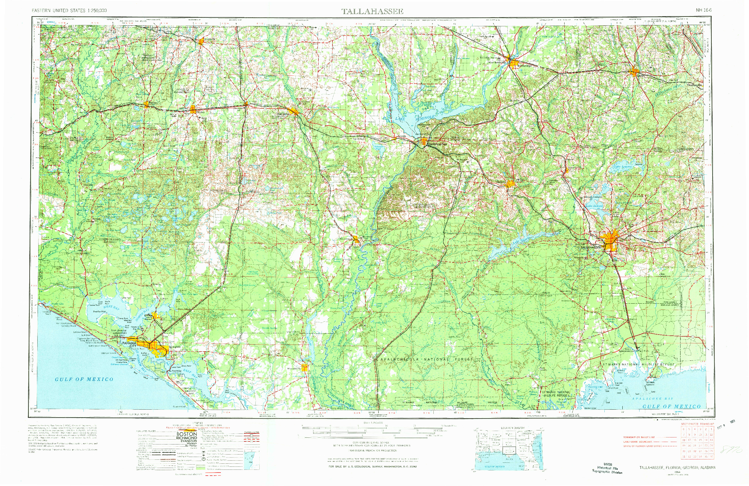 USGS 1:250000-SCALE QUADRANGLE FOR TALLAHASSEE, FL 1954