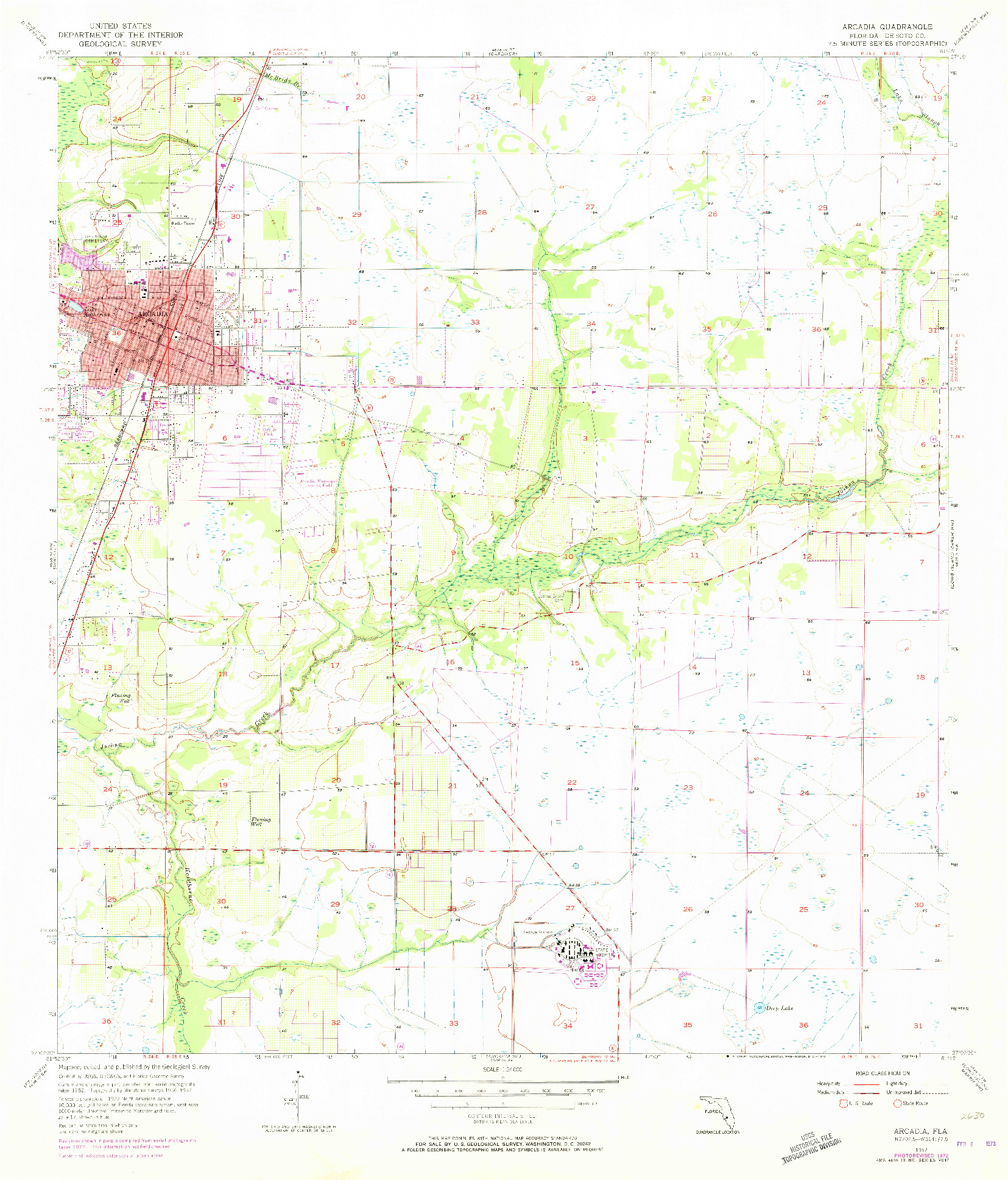USGS 1:24000-SCALE QUADRANGLE FOR ARCADIA, FL 1957