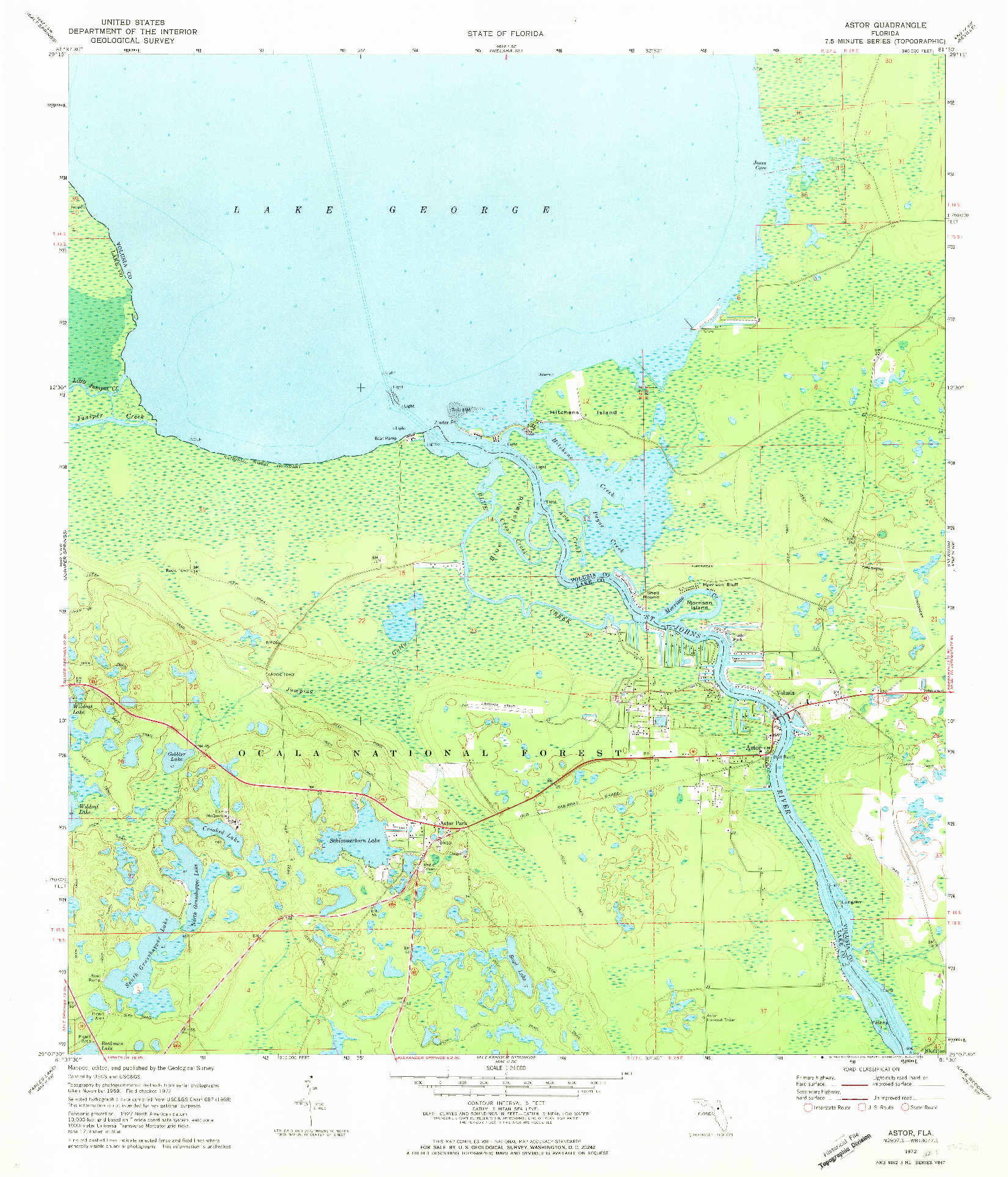 USGS 1:24000-SCALE QUADRANGLE FOR ASTOR, FL 1972