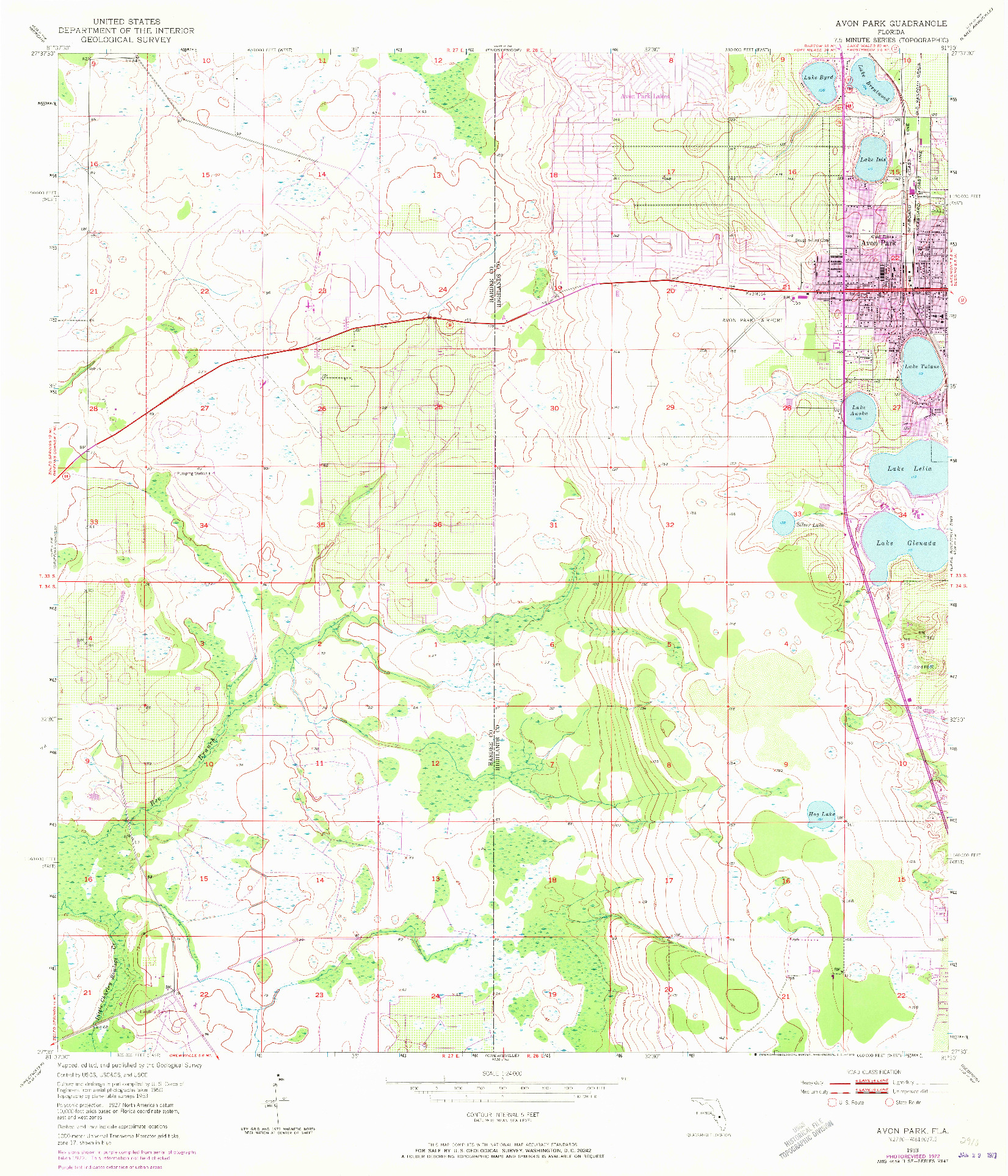 USGS 1:24000-SCALE QUADRANGLE FOR AVON PARK, FL 1953