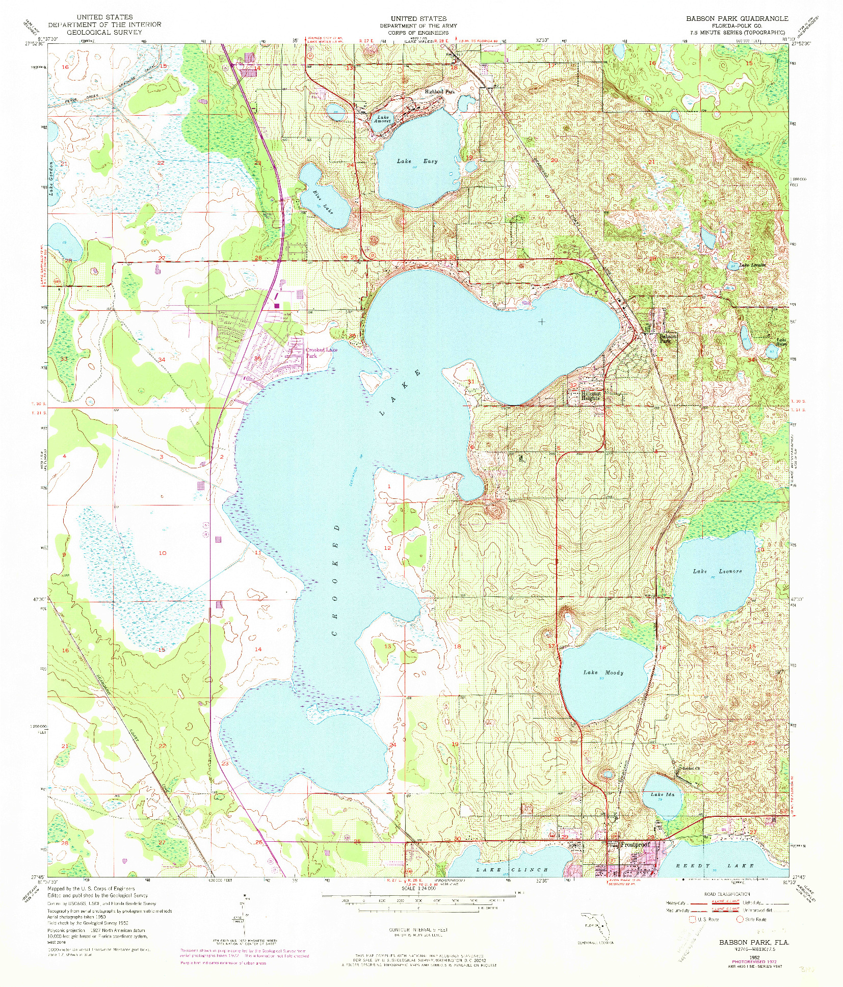 USGS 1:24000-SCALE QUADRANGLE FOR BABSON PARK, FL 1952