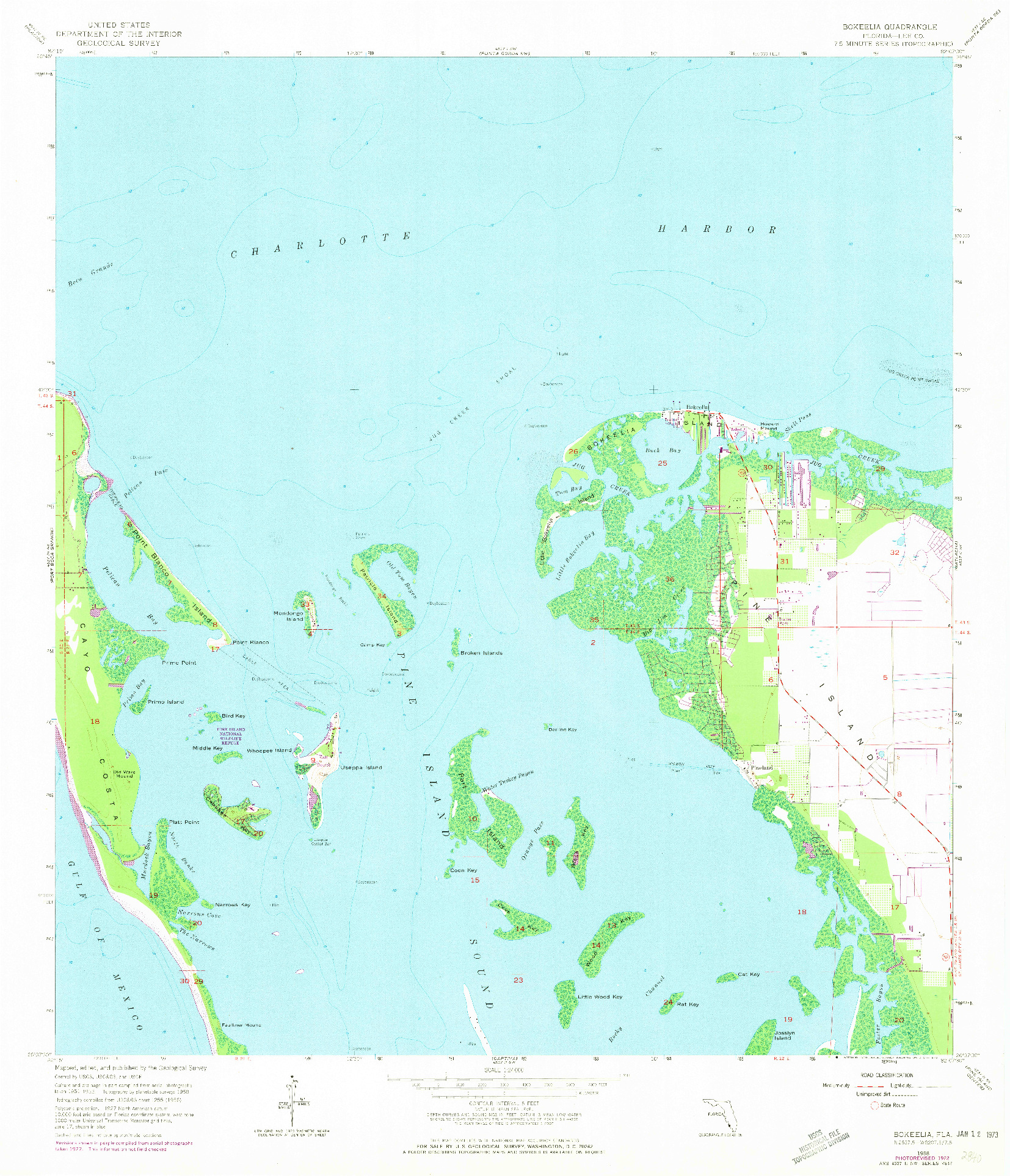 USGS 1:24000-SCALE QUADRANGLE FOR BOKEELIA, FL 1958