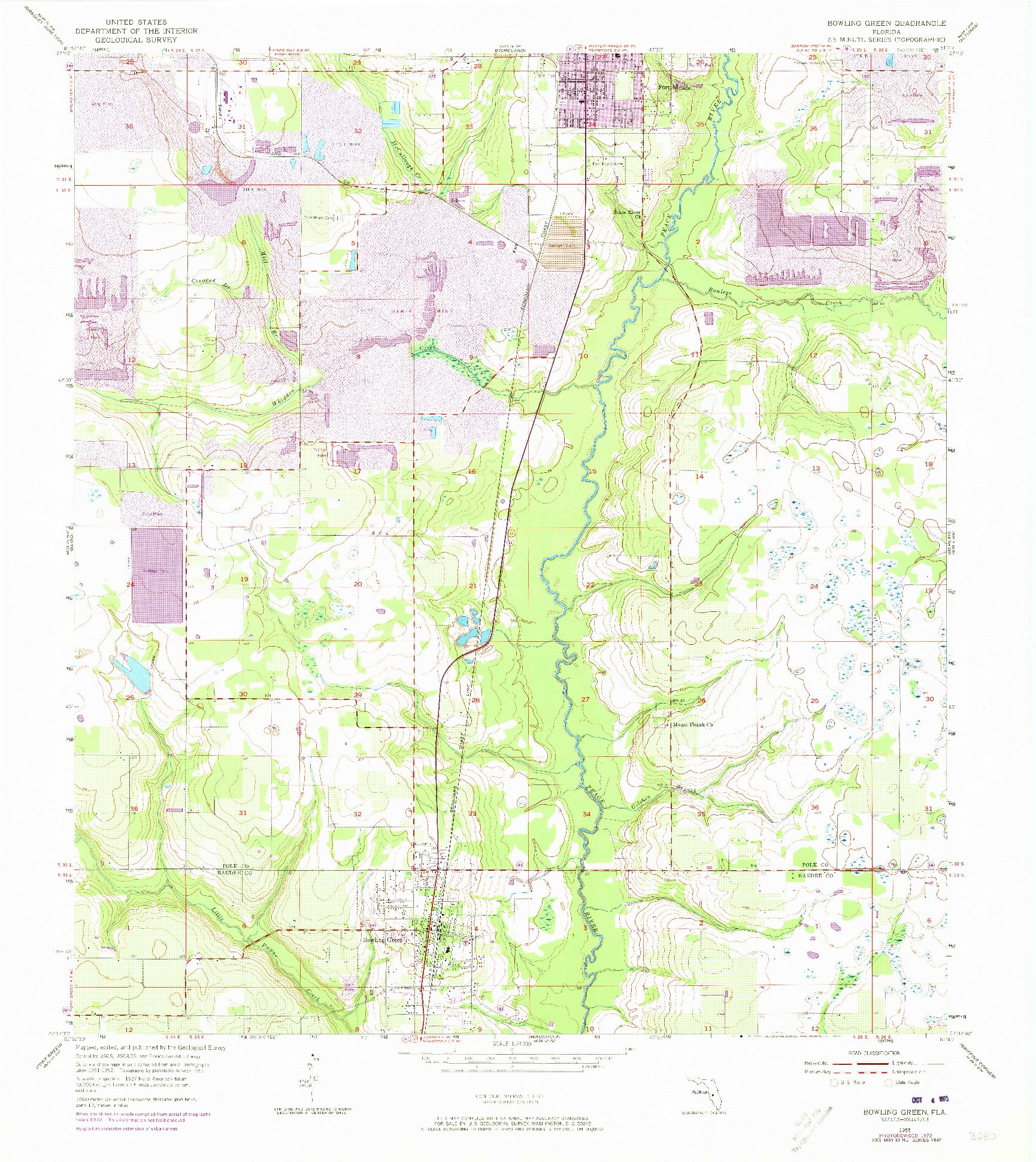 USGS 1:24000-SCALE QUADRANGLE FOR BOWLING GREEN, FL 1955