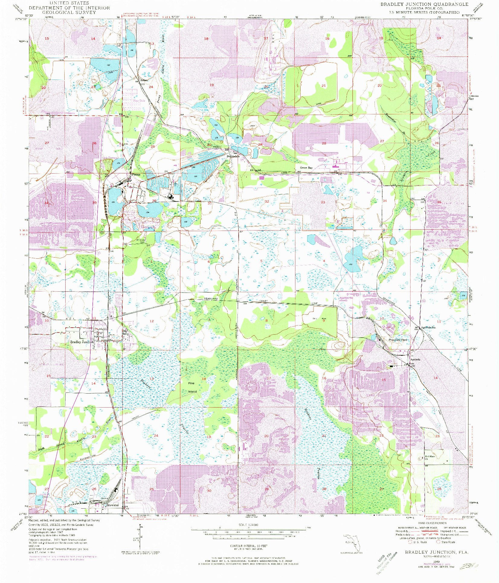 USGS 1:24000-SCALE QUADRANGLE FOR BRADLEY JUNCTION, FL 1949