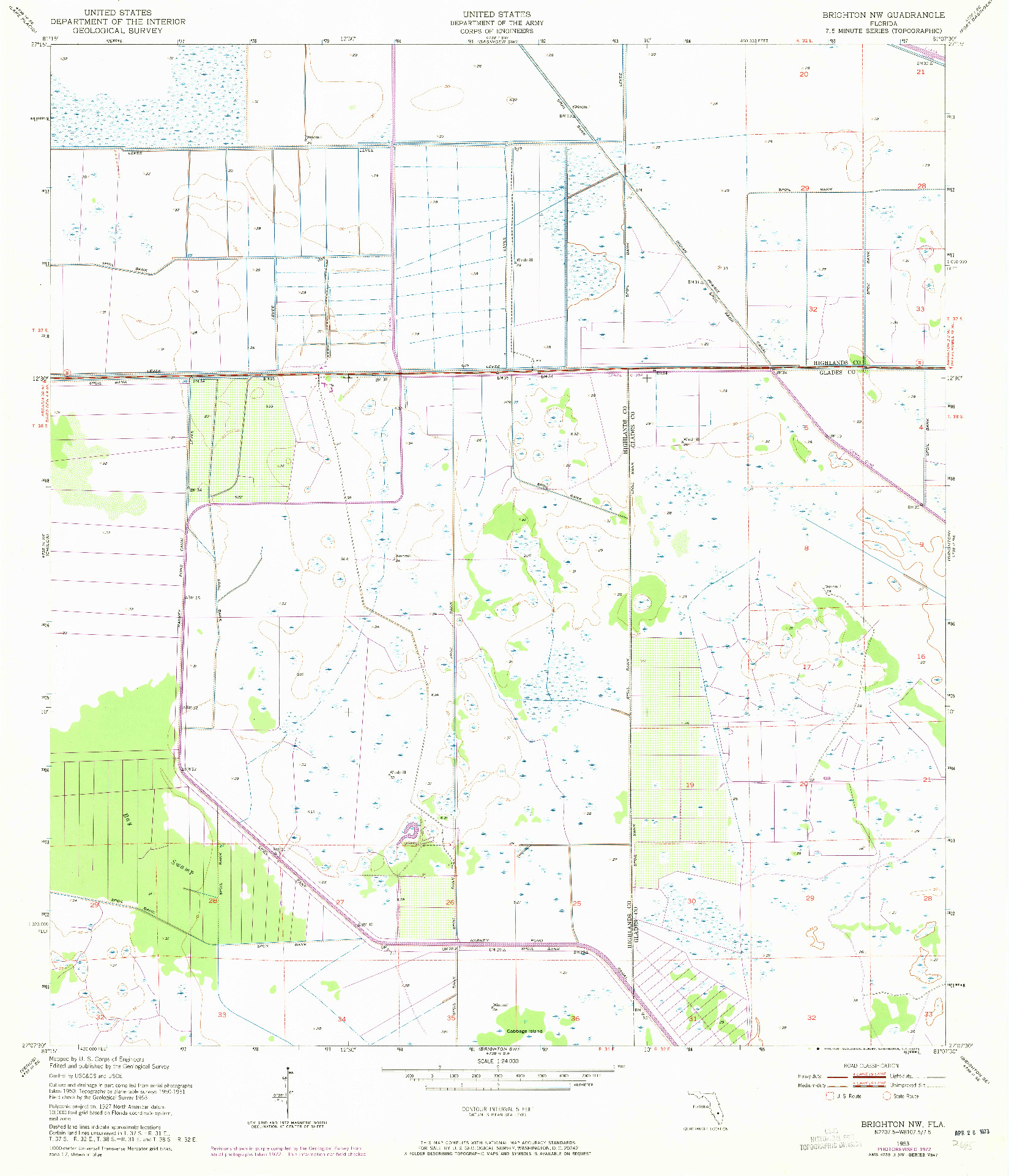 USGS 1:24000-SCALE QUADRANGLE FOR BRIGHTON NW, FL 1953