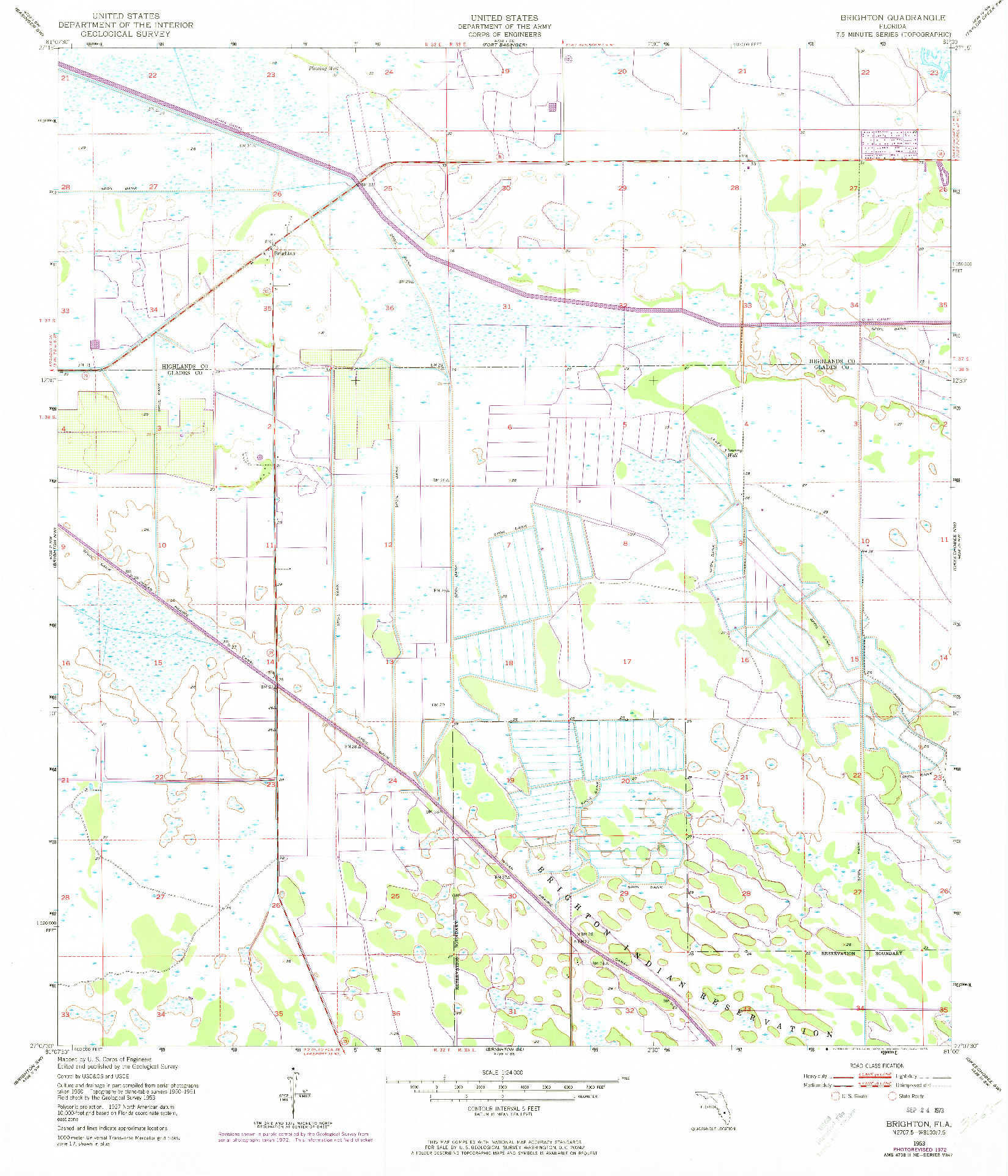 USGS 1:24000-SCALE QUADRANGLE FOR BRIGHTON, FL 1953