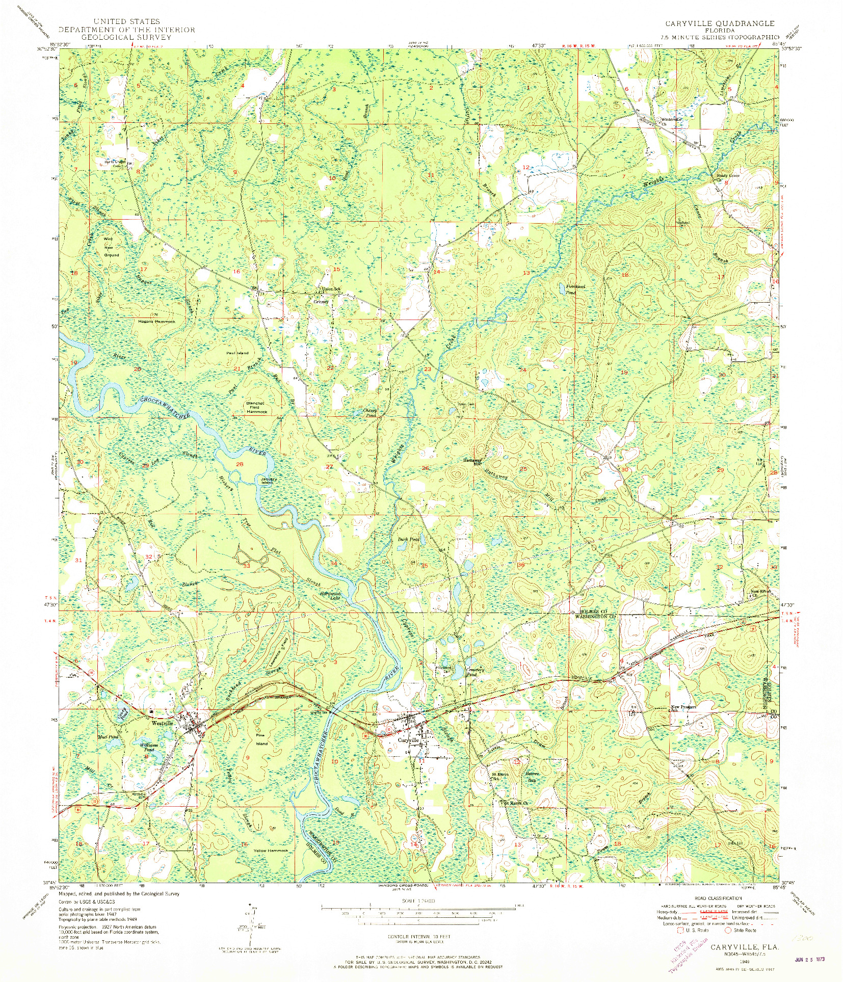 USGS 1:24000-SCALE QUADRANGLE FOR CARYVILLE, FL 1949