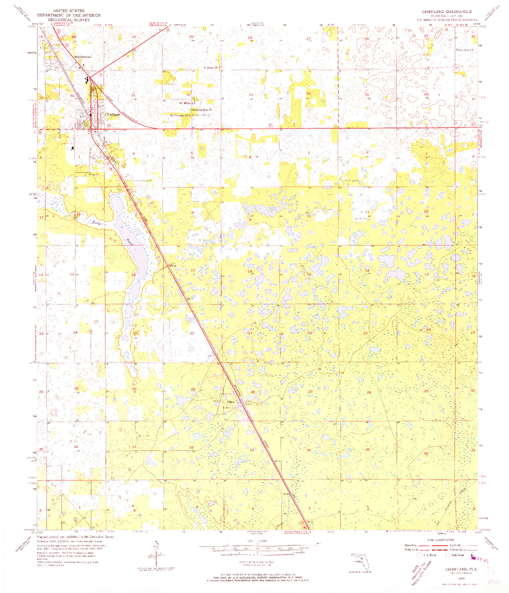USGS 1:24000-SCALE QUADRANGLE FOR CHIEFLAND, FL 1954