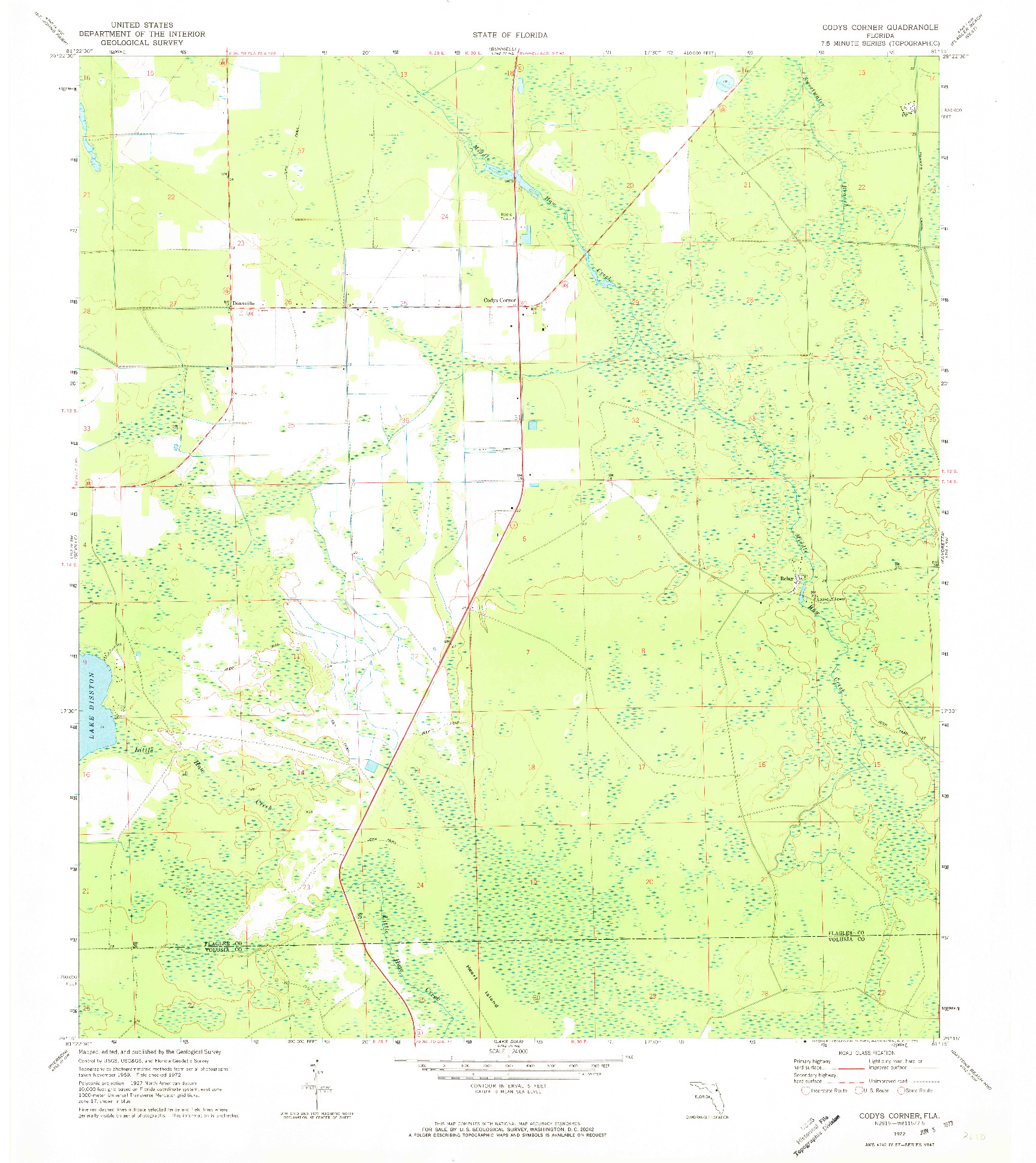 USGS 1:24000-SCALE QUADRANGLE FOR CODYS CORNER, FL 1972