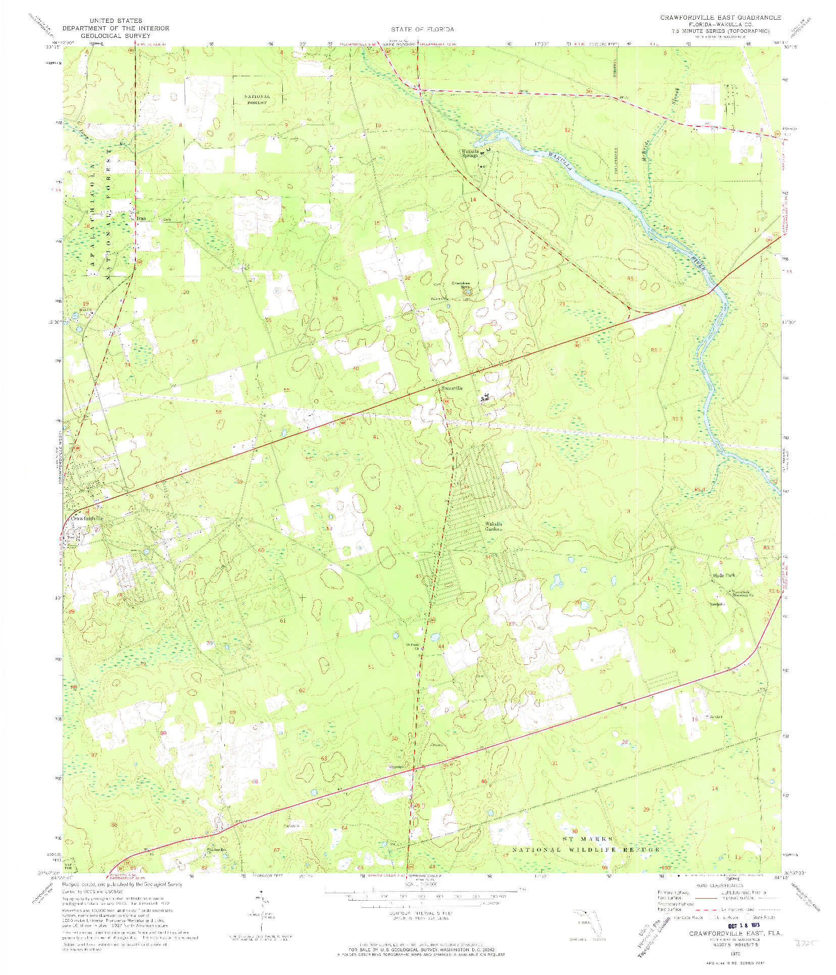 USGS 1:24000-SCALE QUADRANGLE FOR CRAWFORDVILLE EAST, FL 1972