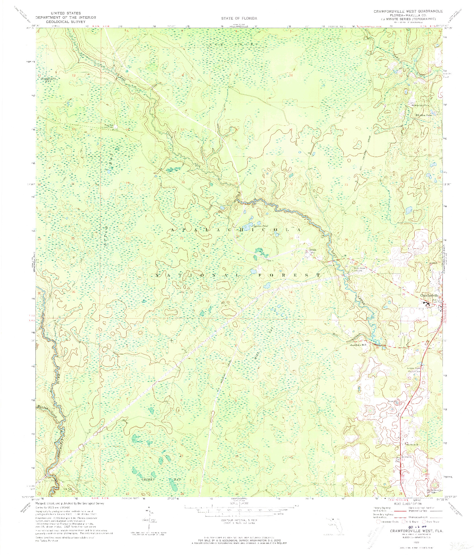 USGS 1:24000-SCALE QUADRANGLE FOR CRAWFORDVILLE WEST, FL 1972