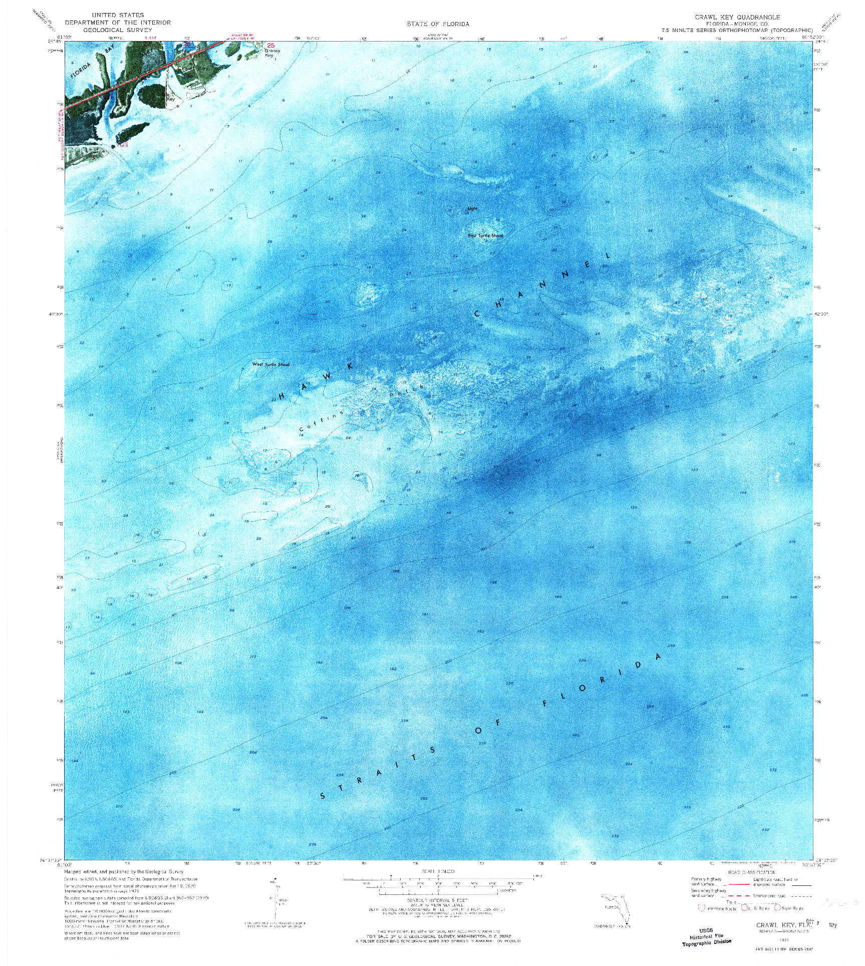 USGS 1:24000-SCALE QUADRANGLE FOR CRAWL KEY, FL 1971