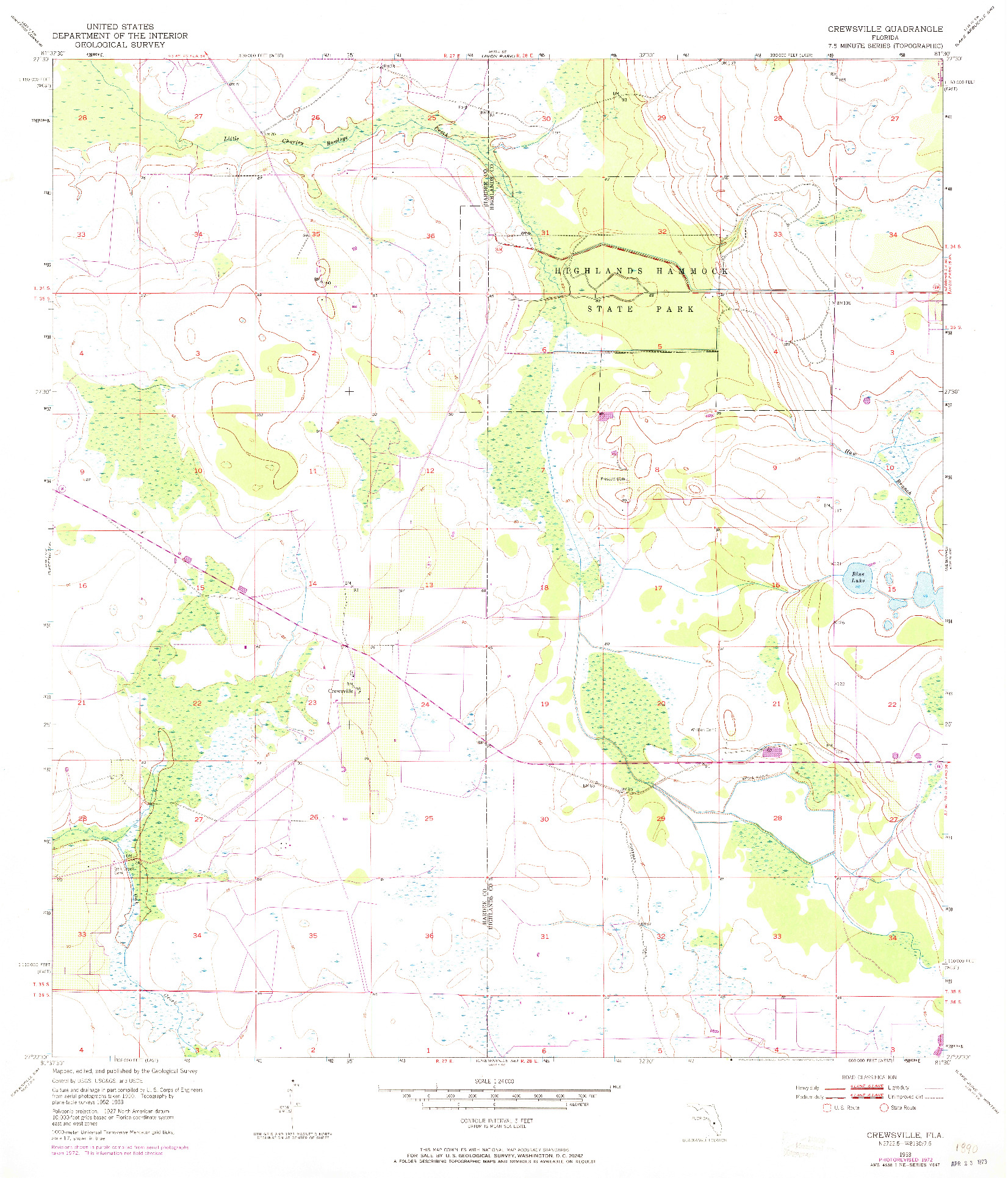 USGS 1:24000-SCALE QUADRANGLE FOR CREWSVILLE, FL 1953
