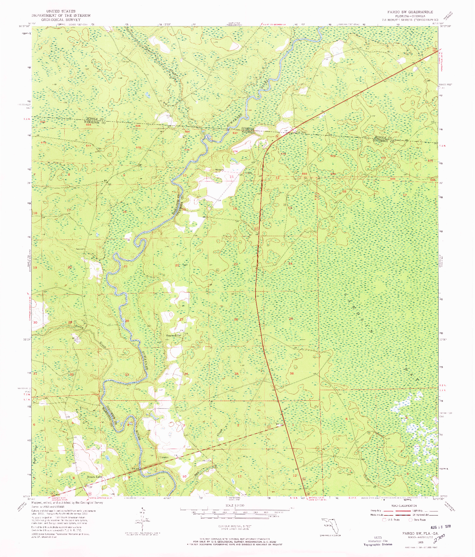 USGS 1:24000-SCALE QUADRANGLE FOR FARGO SW, FL 1955