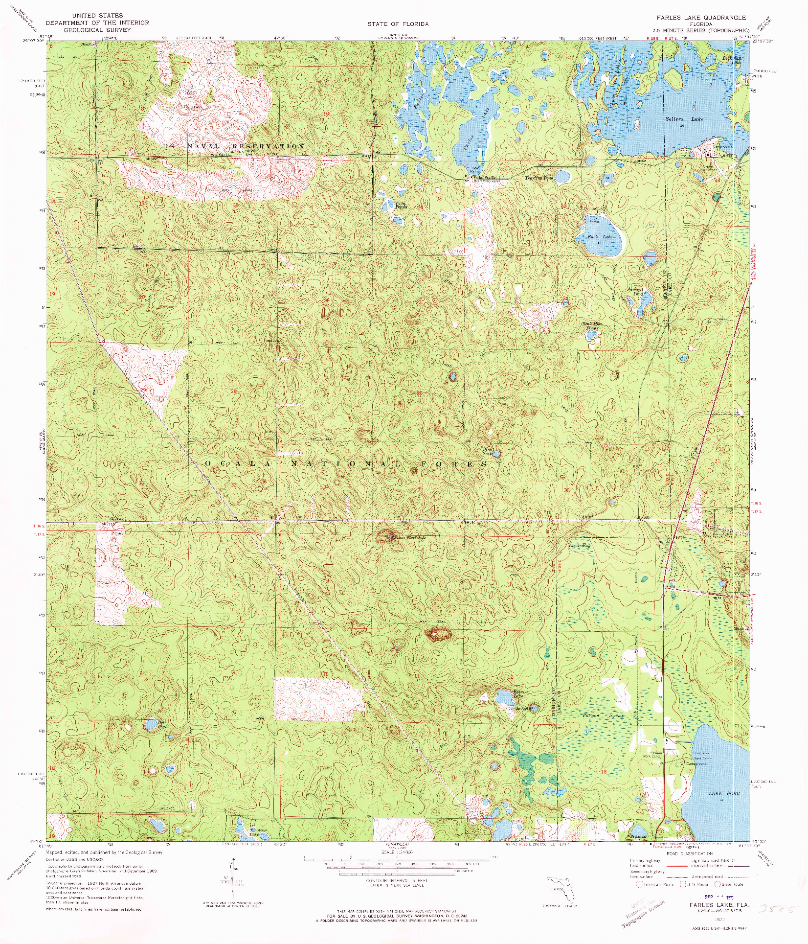 USGS 1:24000-SCALE QUADRANGLE FOR FARLES LAKE, FL 1972