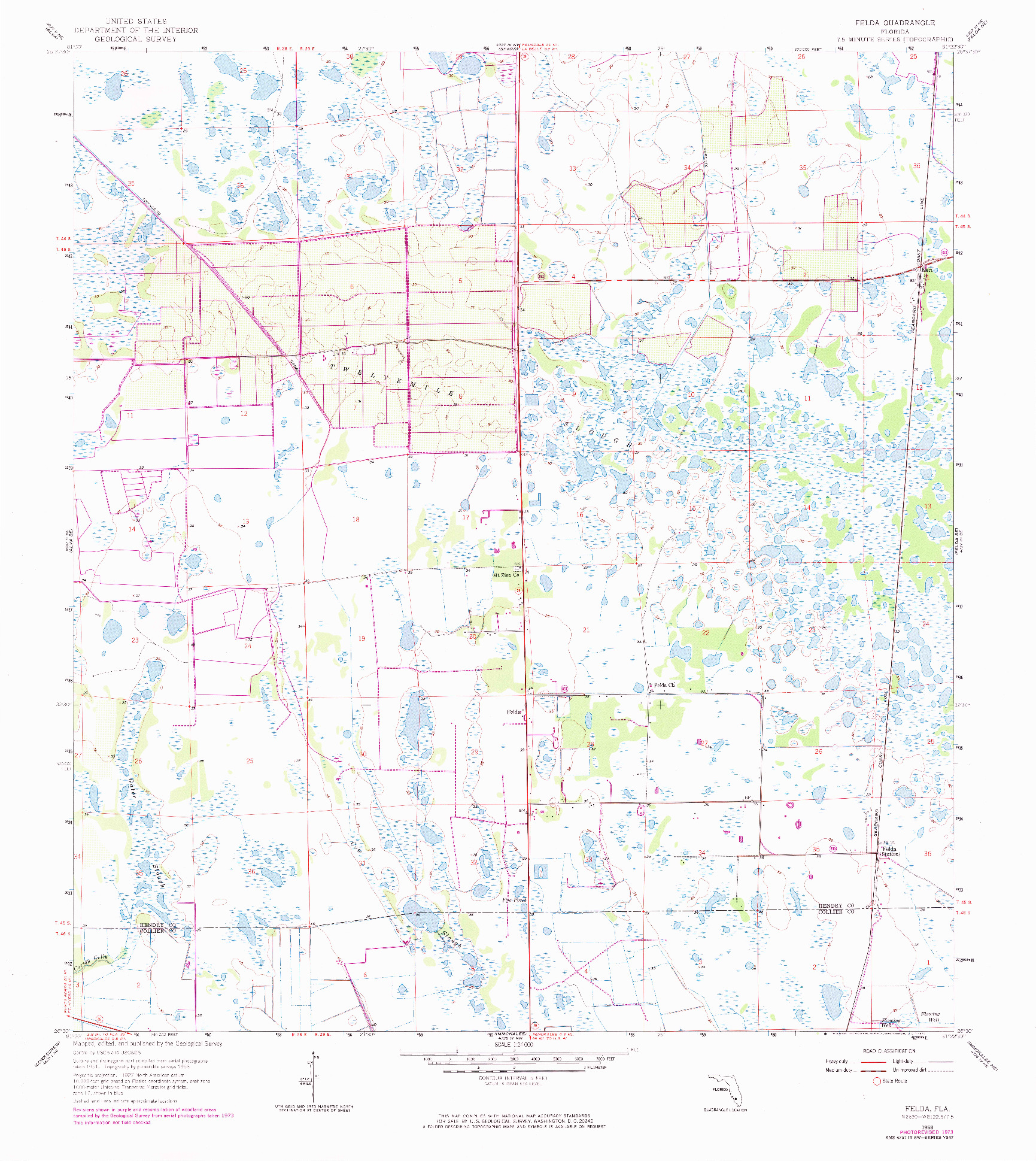 USGS 1:24000-SCALE QUADRANGLE FOR FELDA, FL 1958