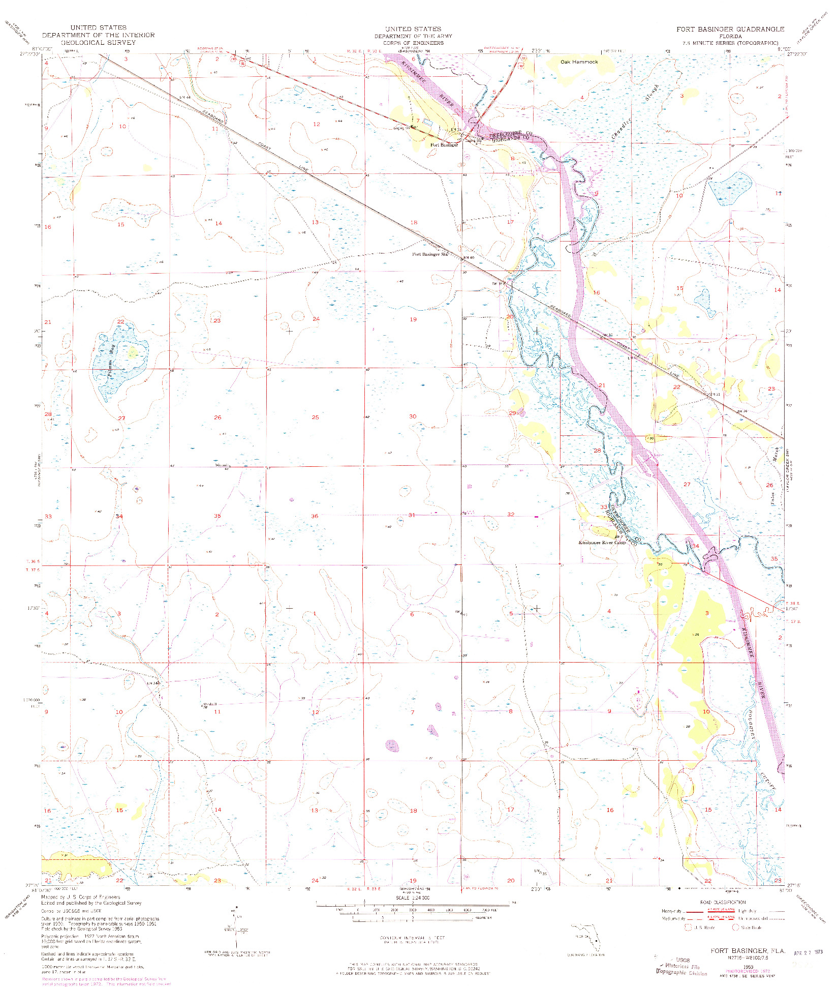 USGS 1:24000-SCALE QUADRANGLE FOR FORT BASINGER, FL 1953