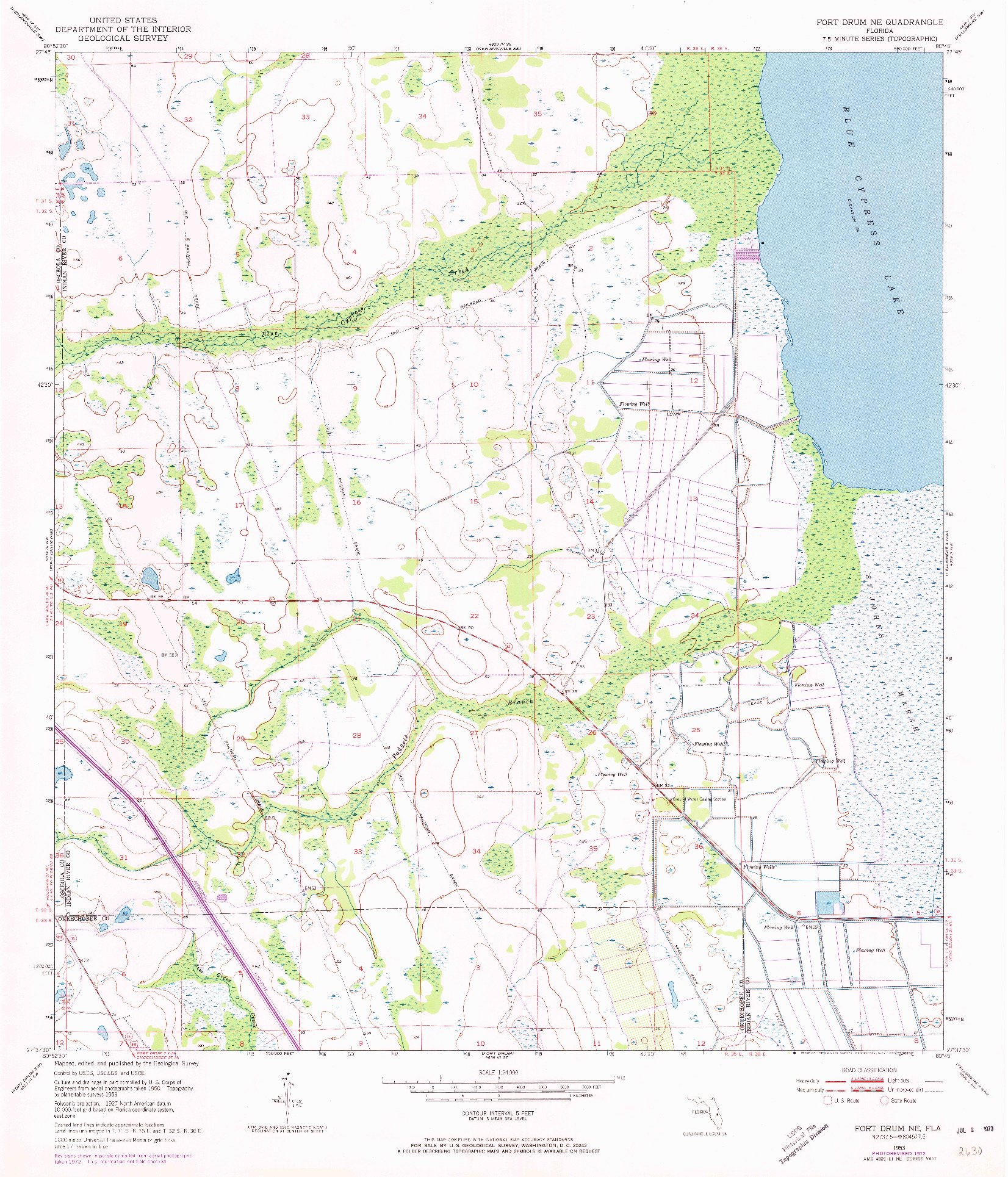 USGS 1:24000-SCALE QUADRANGLE FOR FORT DRUM NE, FL 1953