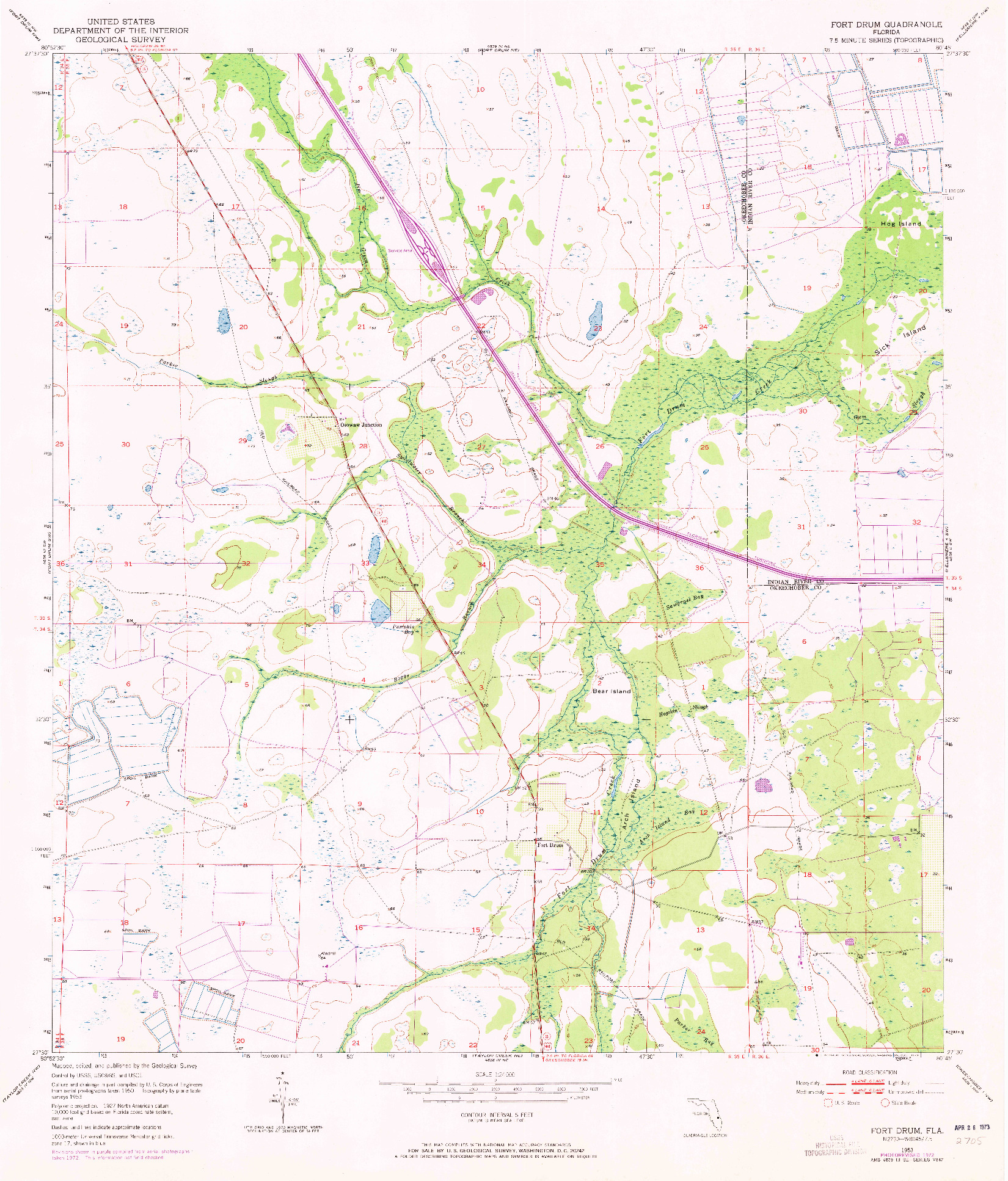 USGS 1:24000-SCALE QUADRANGLE FOR FORT DRUM, FL 1953