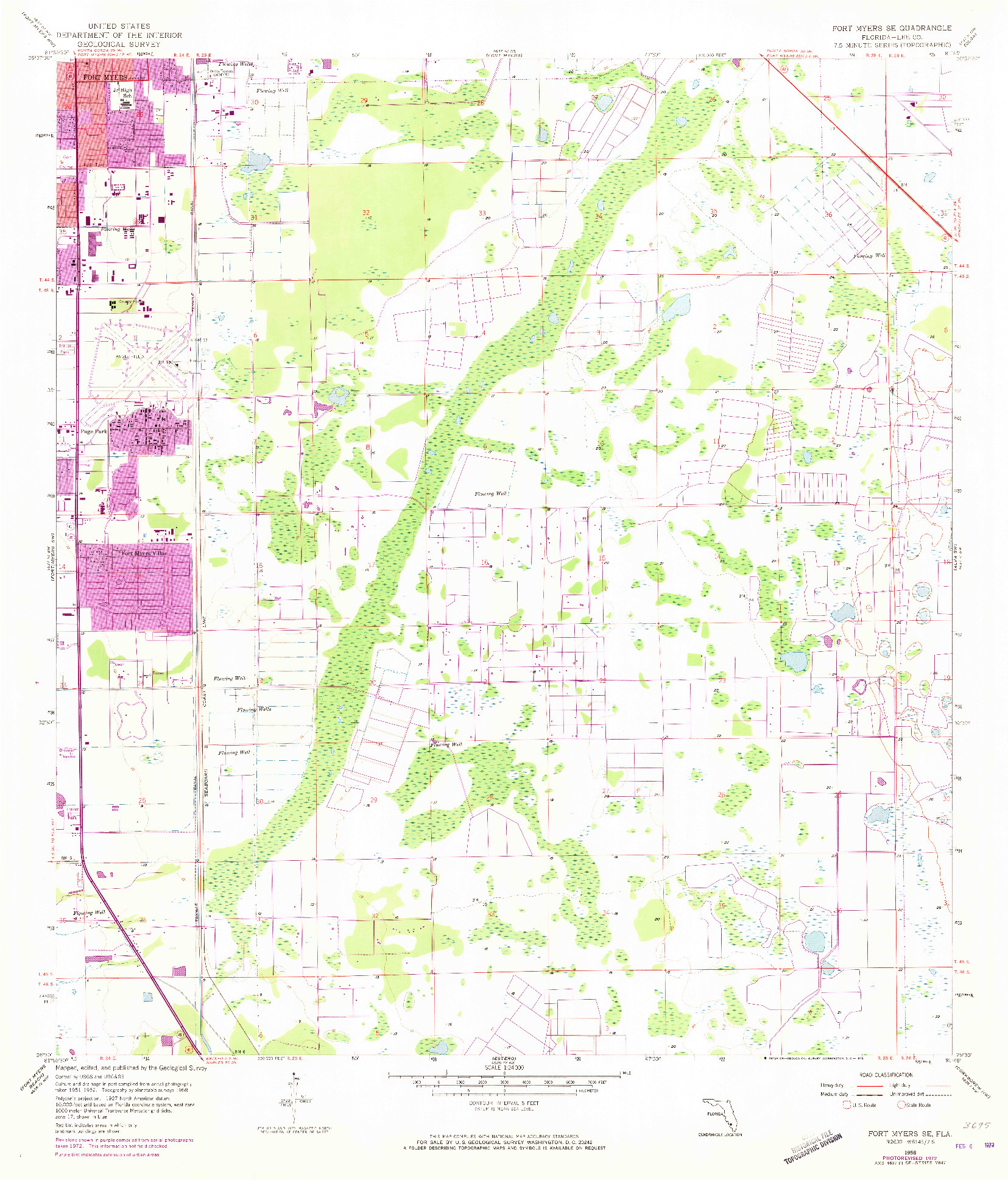 USGS 1:24000-SCALE QUADRANGLE FOR FORT MYERS SE, FL 1958