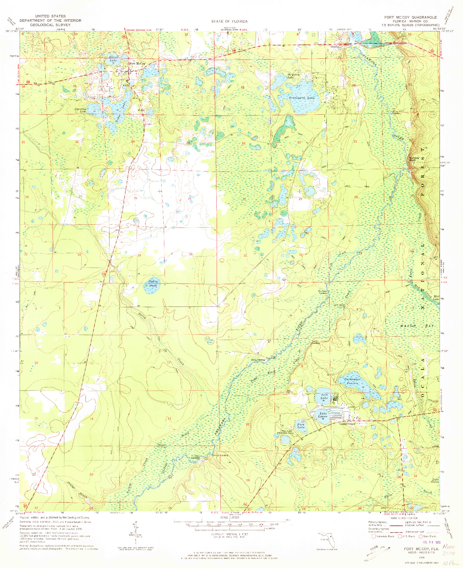 USGS 1:24000-SCALE QUADRANGLE FOR FT MCCOY, FL 1970