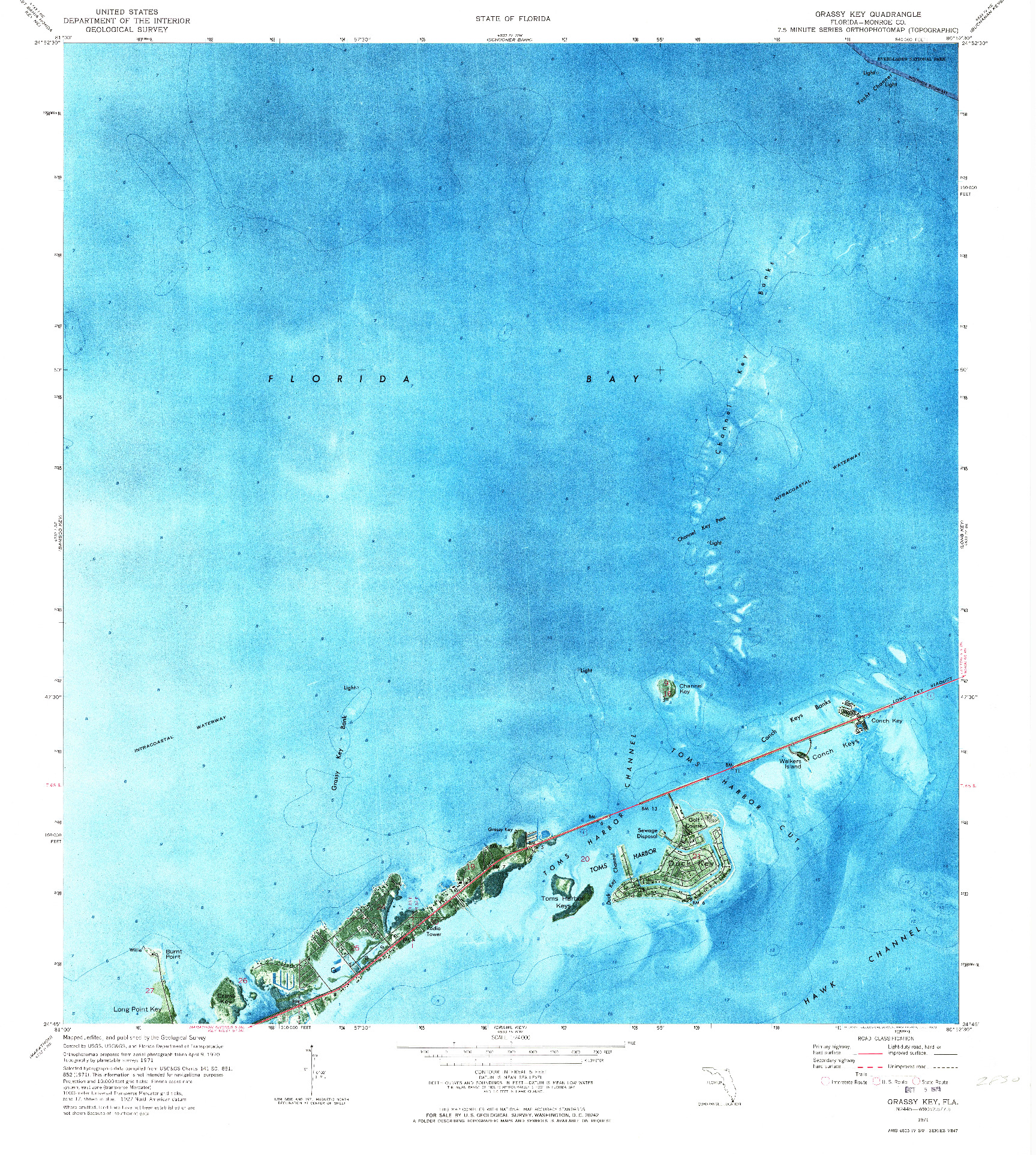 USGS 1:24000-SCALE QUADRANGLE FOR GRASSY KEY, FL 1971