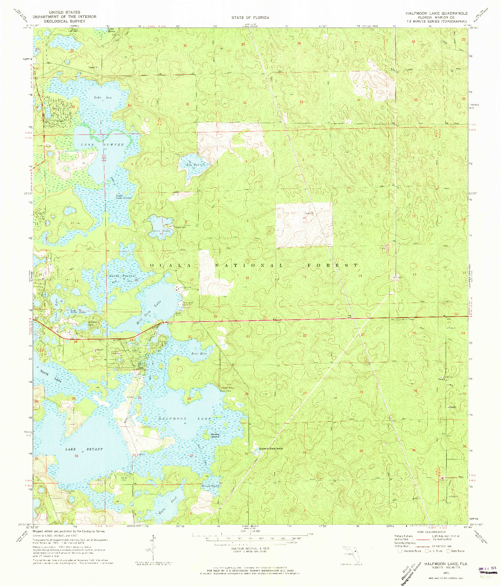 USGS 1:24000-SCALE QUADRANGLE FOR HALFMOON LAKE, FL 1970