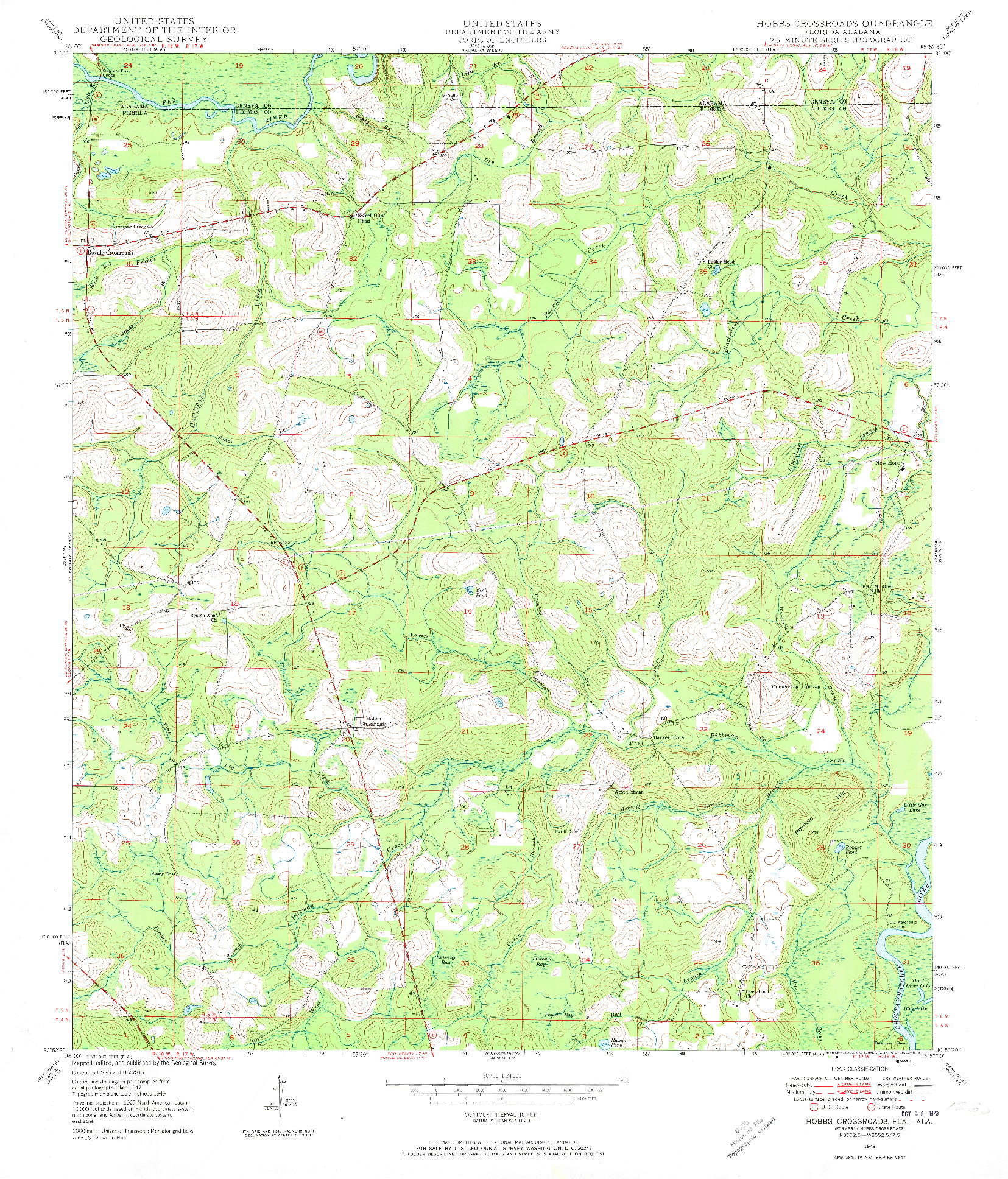 USGS 1:24000-SCALE QUADRANGLE FOR HOBBS CROSSROADS, FL 1949