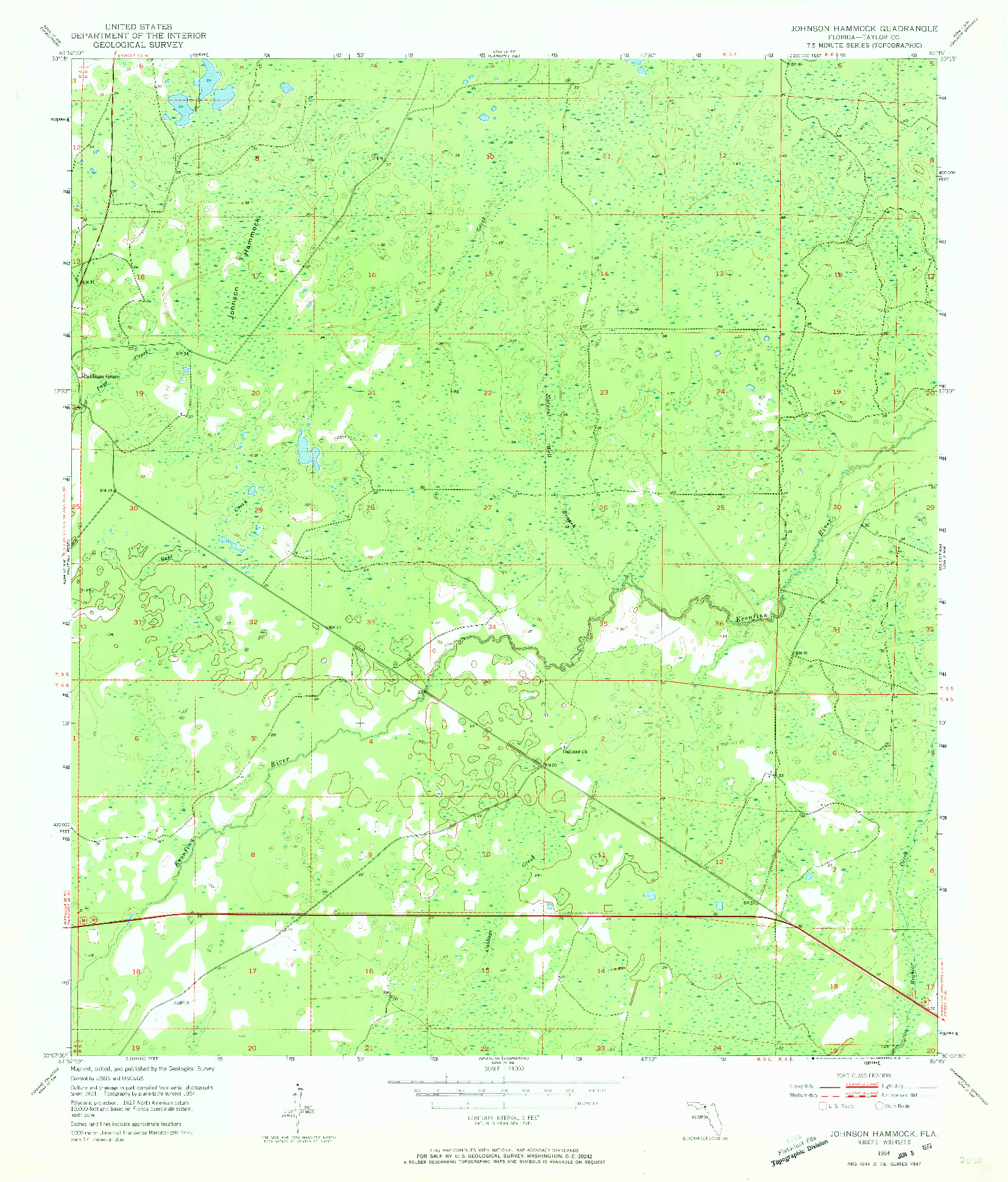 USGS 1:24000-SCALE QUADRANGLE FOR JOHNSON HAMMOCK, FL 1954