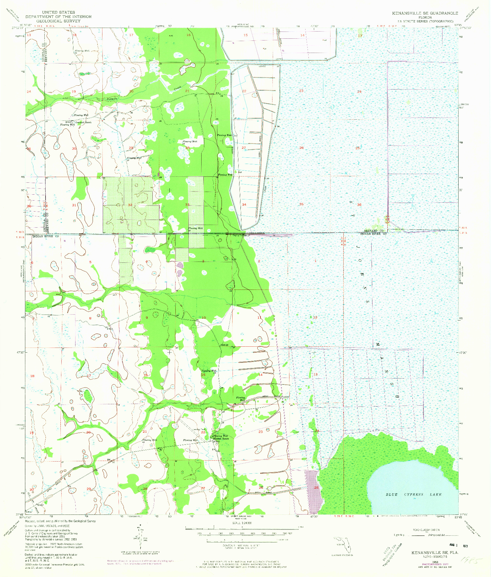 USGS 1:24000-SCALE QUADRANGLE FOR KENANSVILLE SE, FL 1953