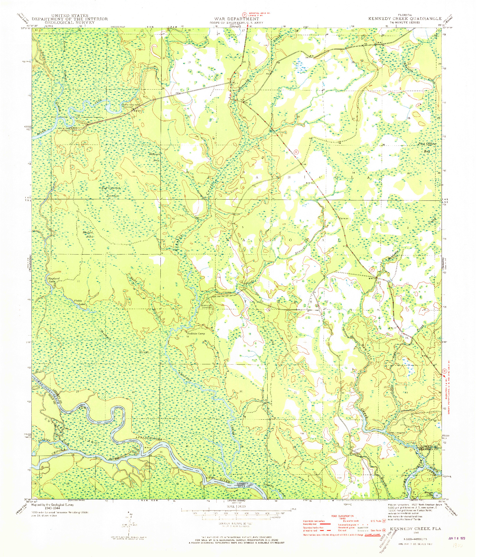 USGS 1:24000-SCALE QUADRANGLE FOR KENNEDY CREEK, FL 1945