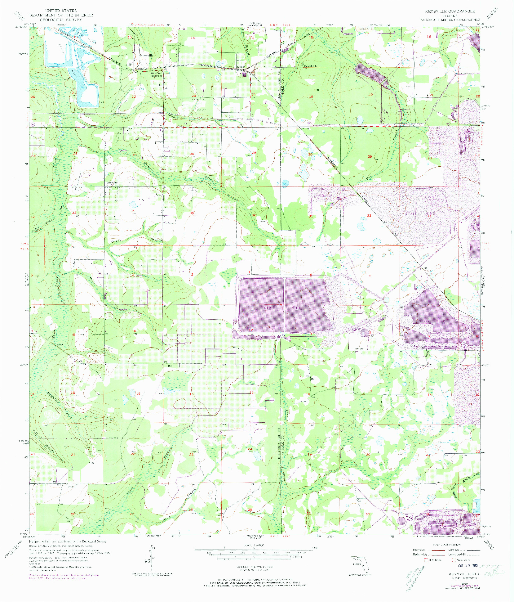 USGS 1:24000-SCALE QUADRANGLE FOR KEYSVILLE, FL 1955