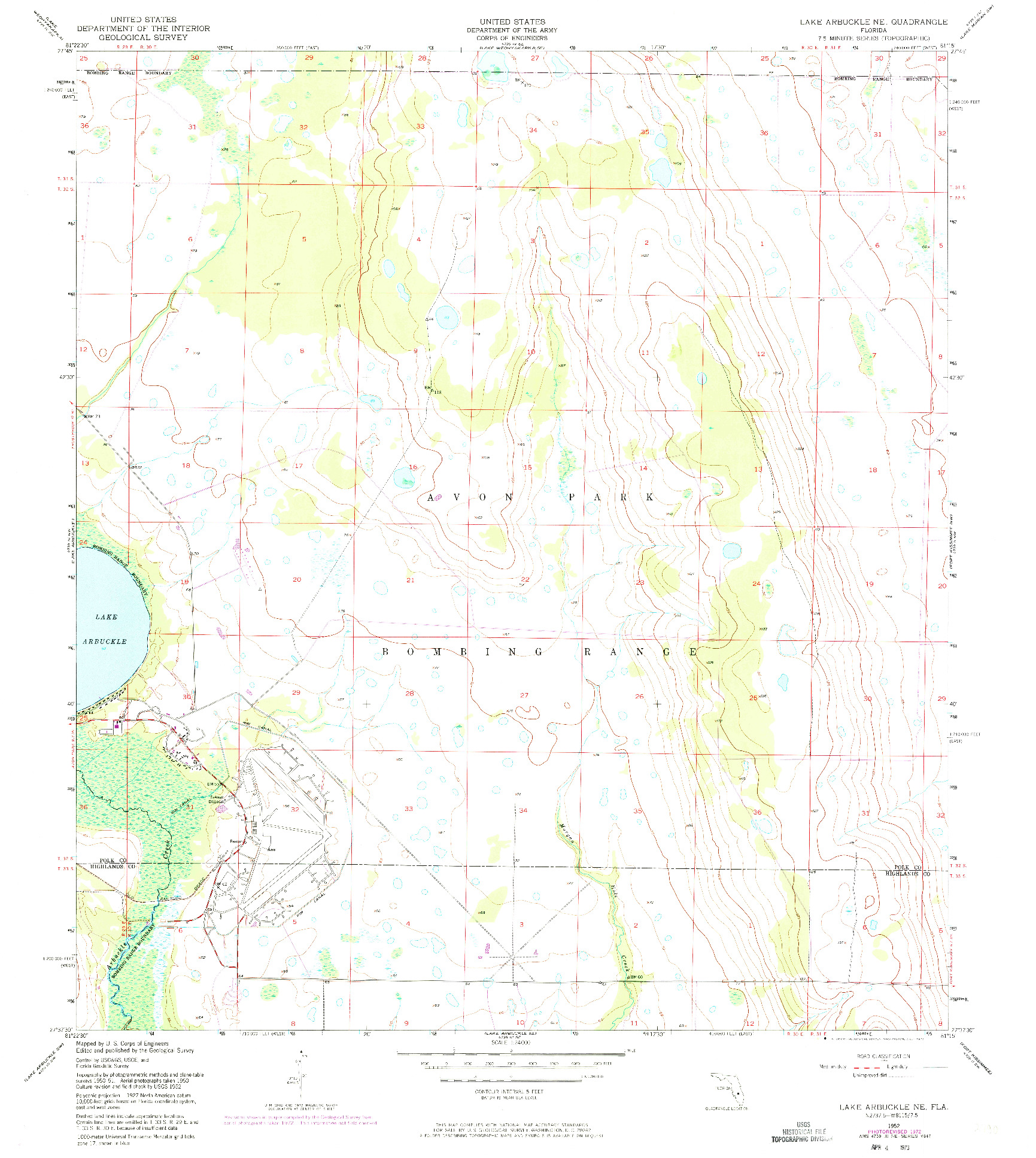 USGS 1:24000-SCALE QUADRANGLE FOR LAKE ARBUCKLE NE, FL 1952
