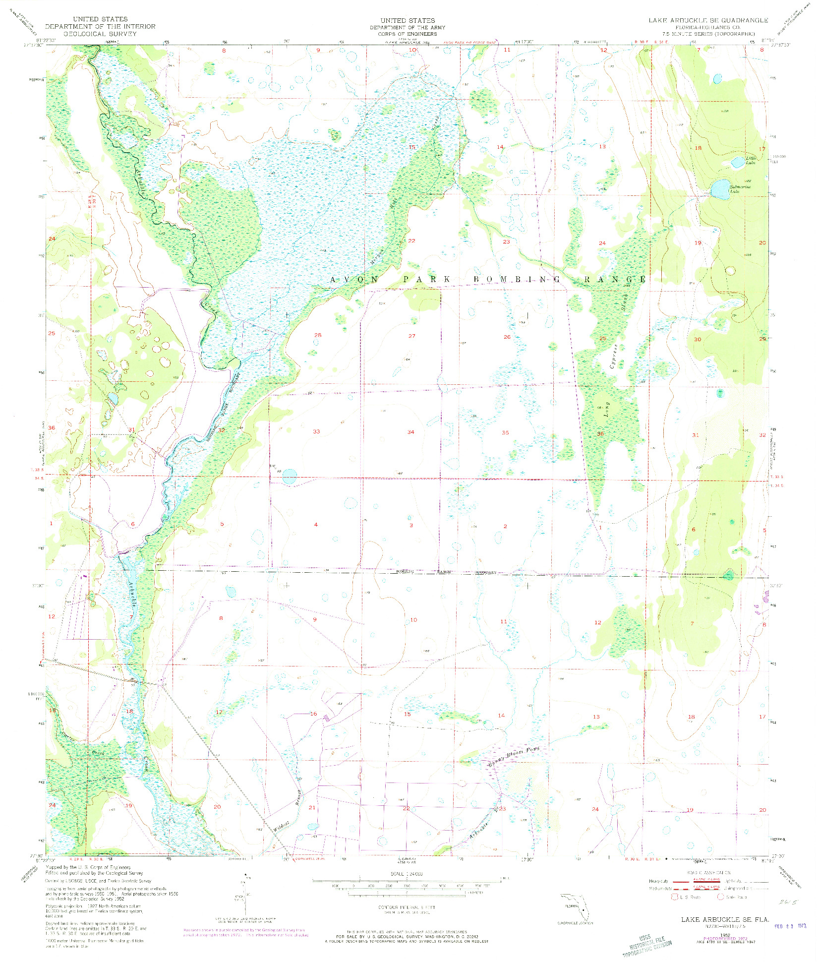 USGS 1:24000-SCALE QUADRANGLE FOR LAKE ARBUCKLE SE, FL 1952