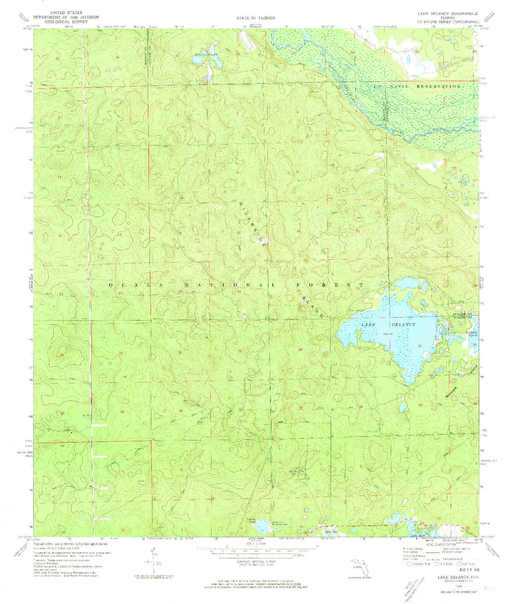 USGS 1:24000-SCALE QUADRANGLE FOR LAKE DELANCY, FL 1970