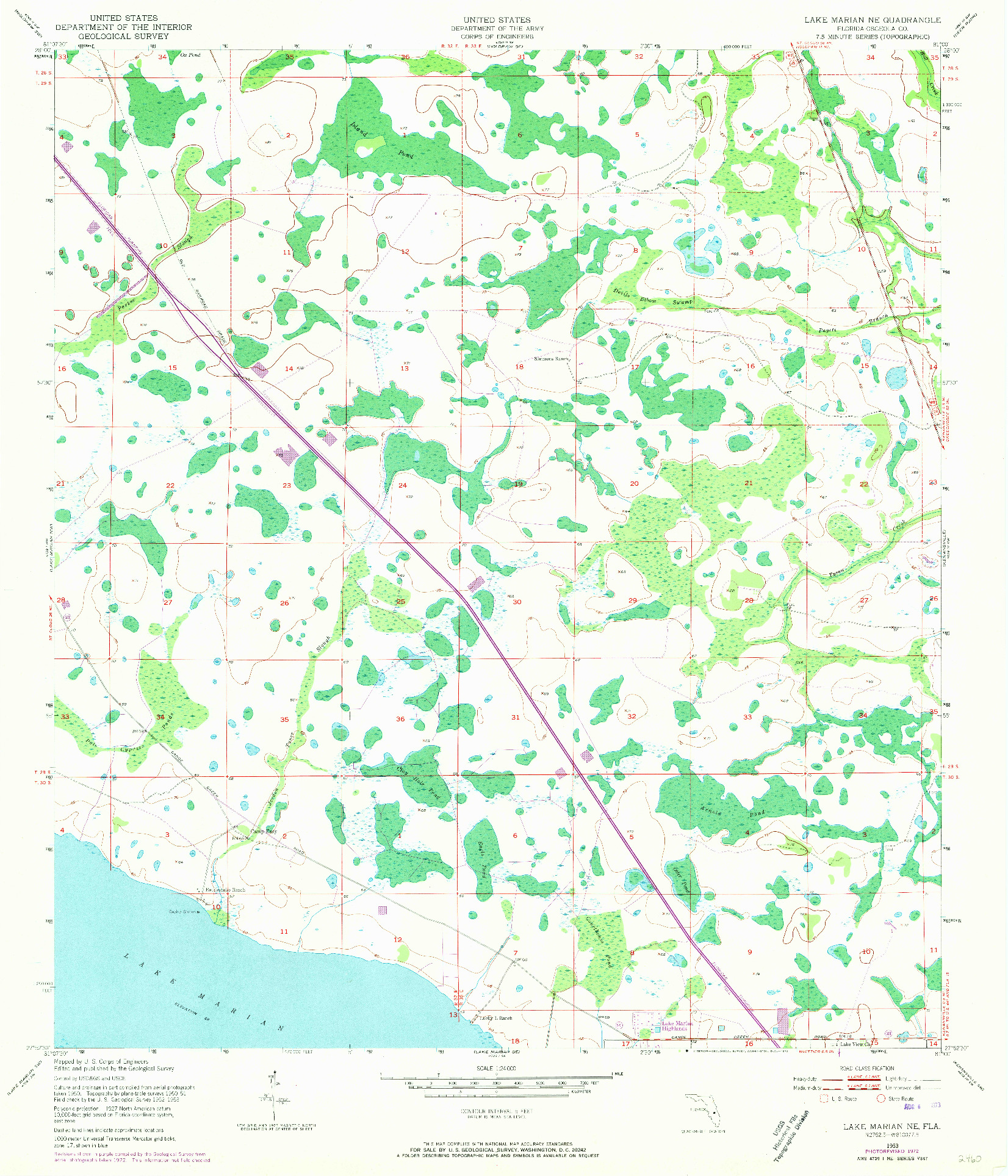 USGS 1:24000-SCALE QUADRANGLE FOR LAKE MARIAN NE, FL 1953