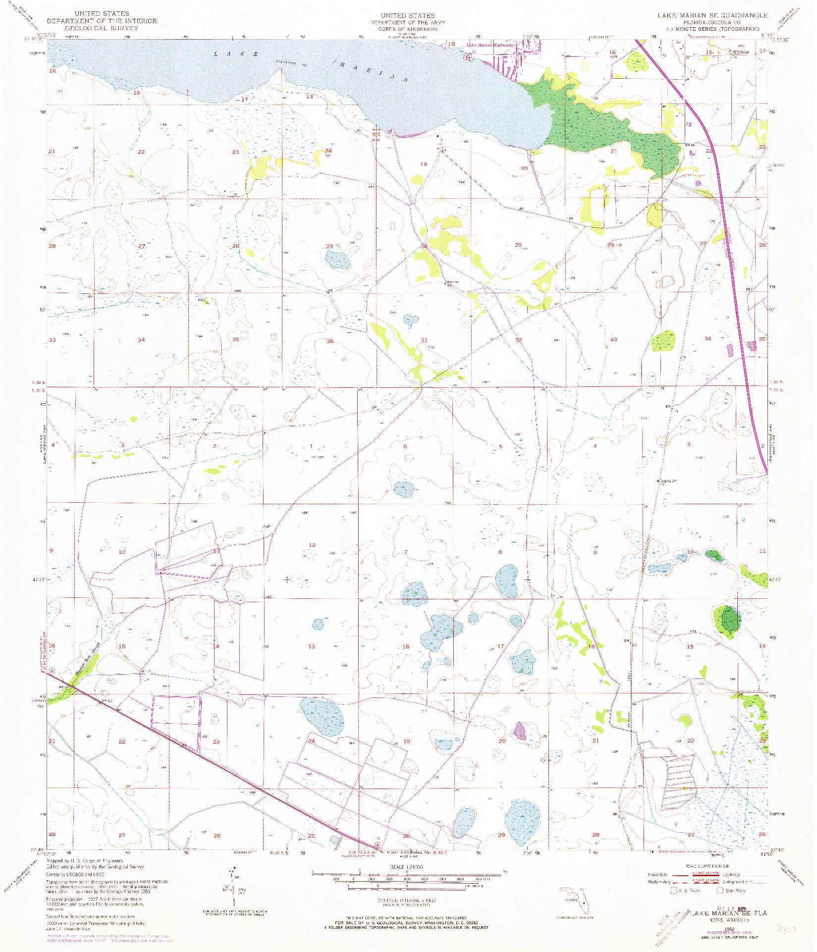 USGS 1:24000-SCALE QUADRANGLE FOR LAKE MARIAN SE, FL 1953