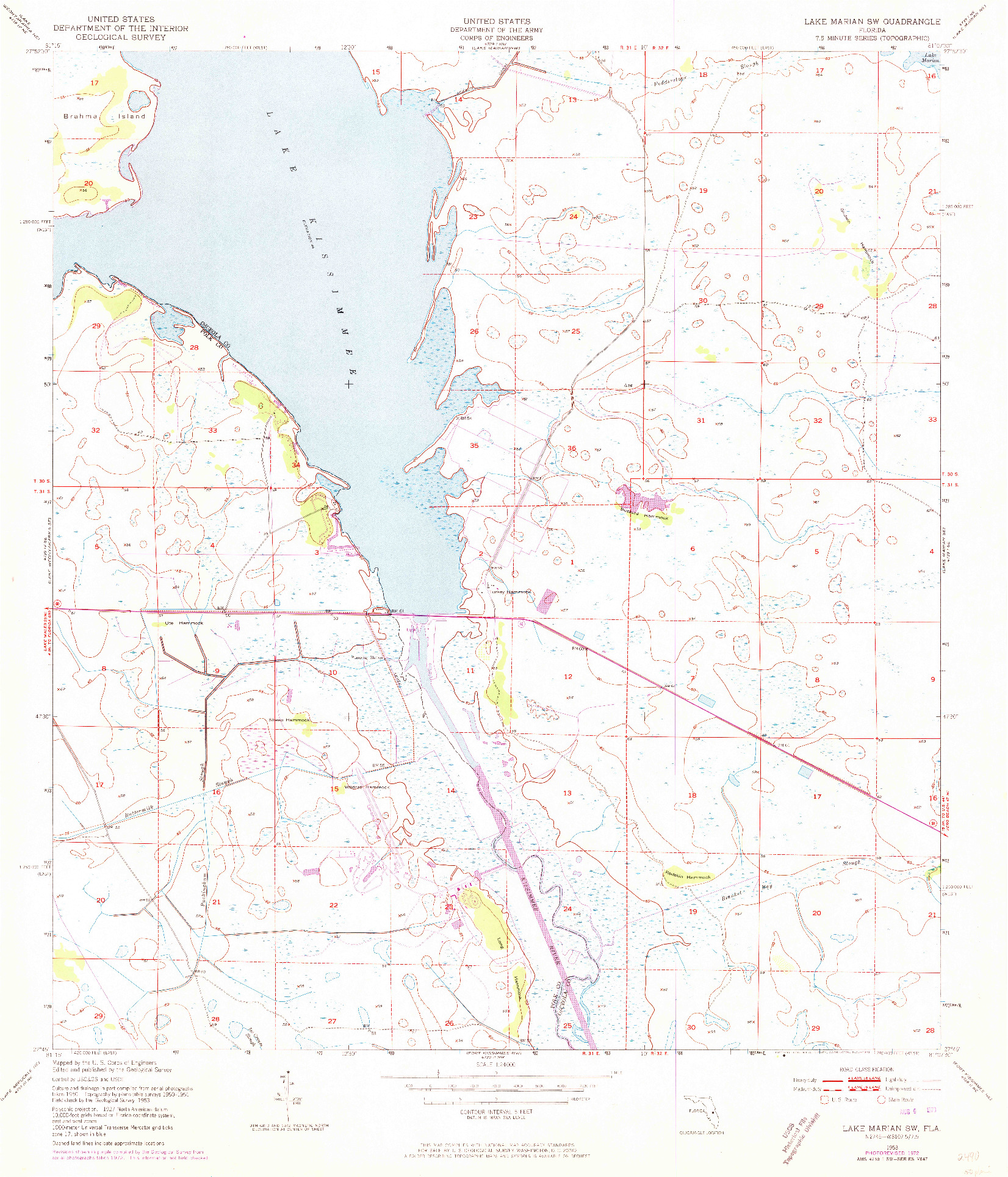 USGS 1:24000-SCALE QUADRANGLE FOR LAKE MARIAN SW, FL 1953